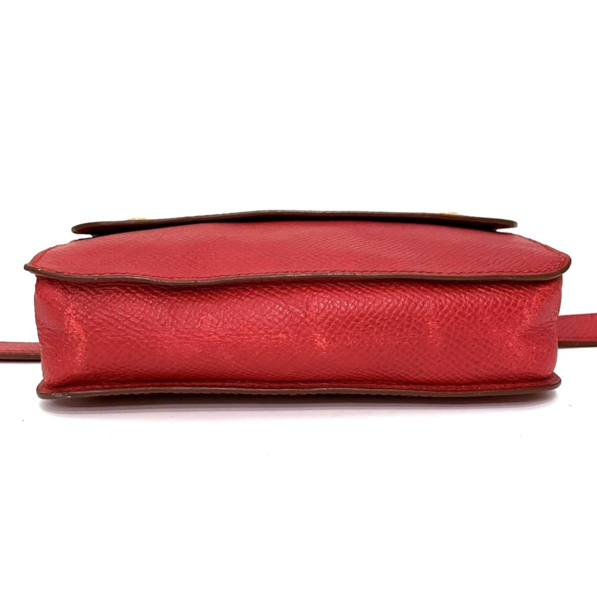 Hermes Red Color Courchevel Leather Fanny Pack Pochette (Pre-Owned)