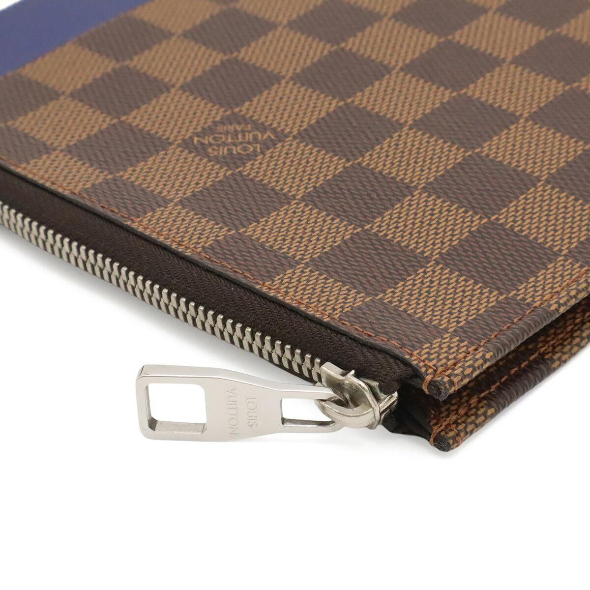 Louis Vuitton Brown Damier Canvas Navy White Damier Canvas Clutch Bag Pochette (Pre-Owned)