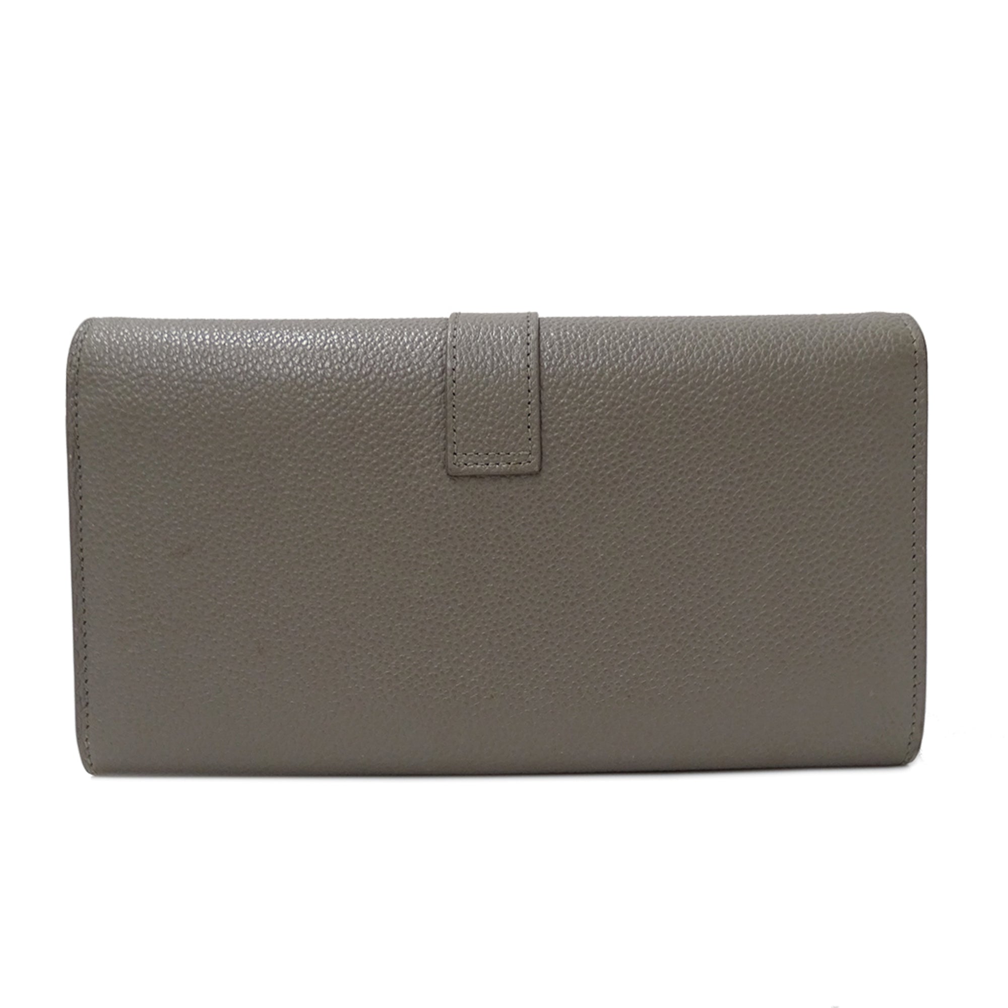 Saint Laurent Gray Leather Long Wallet (Bi-Fold) (Pre-Owned)