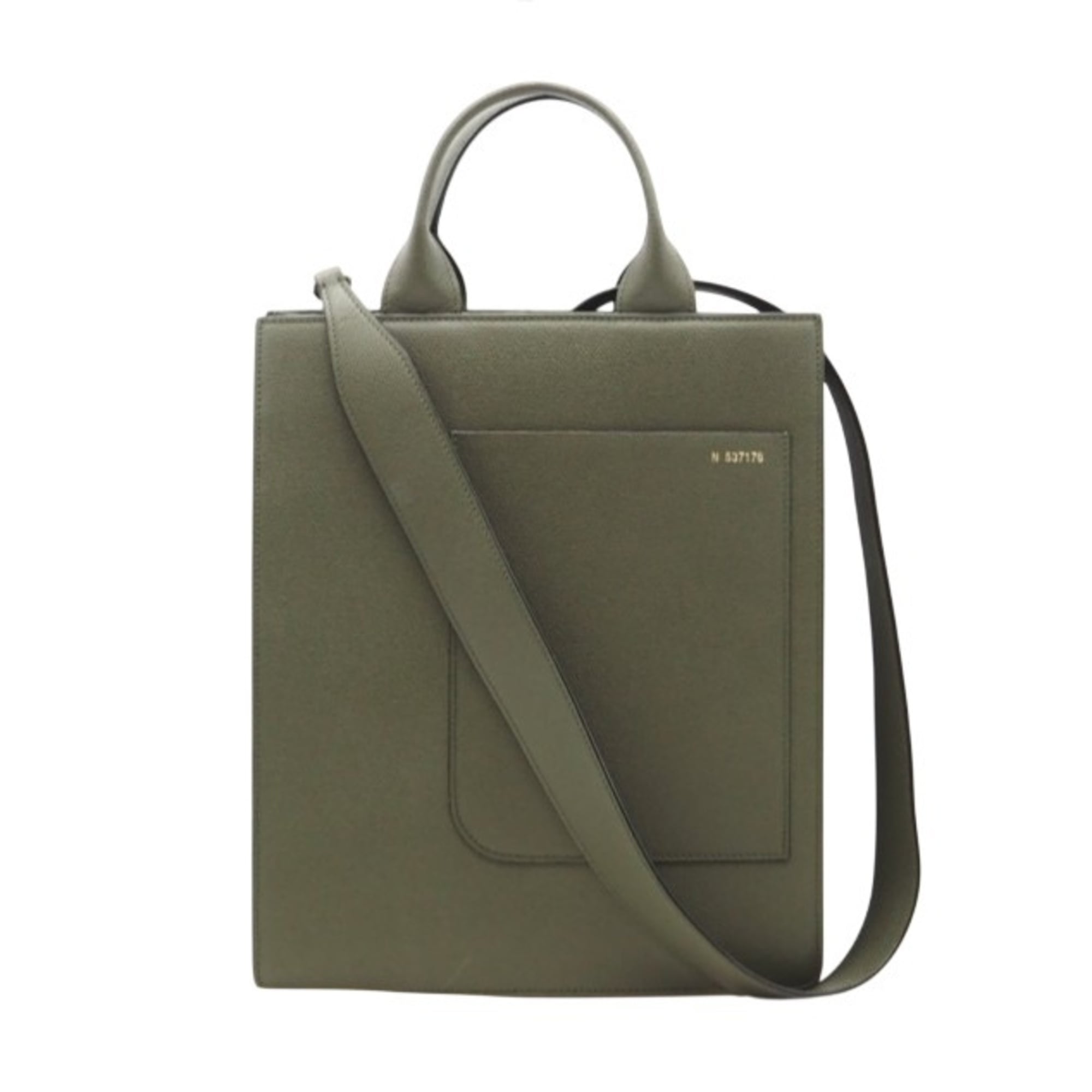 Valextra Khaki Leather Shoulder Bag (Pre-Owned)