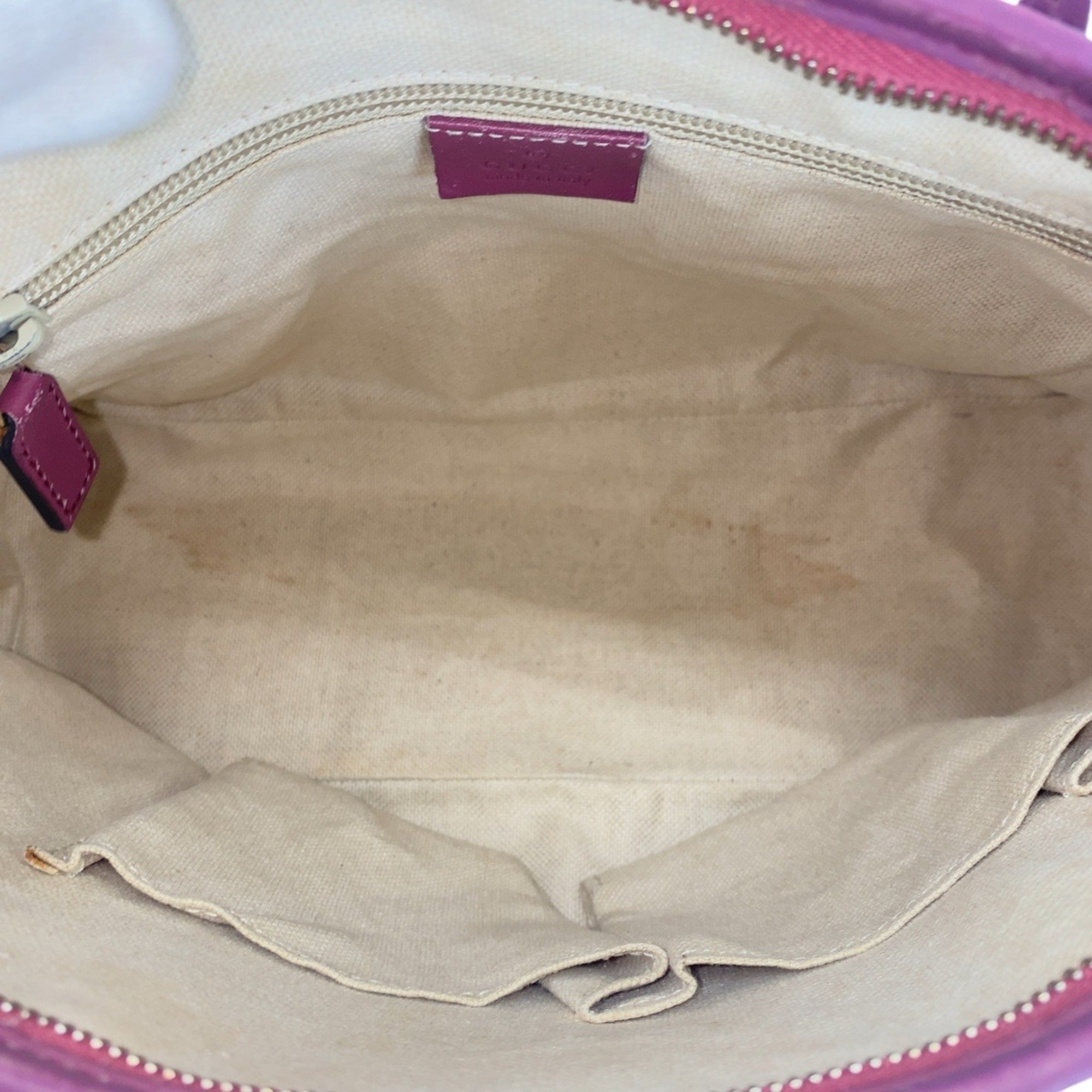 Gucci Beige Purple Gg Supreme Leather Handbag Shoulder Bag (Pre-Owned)