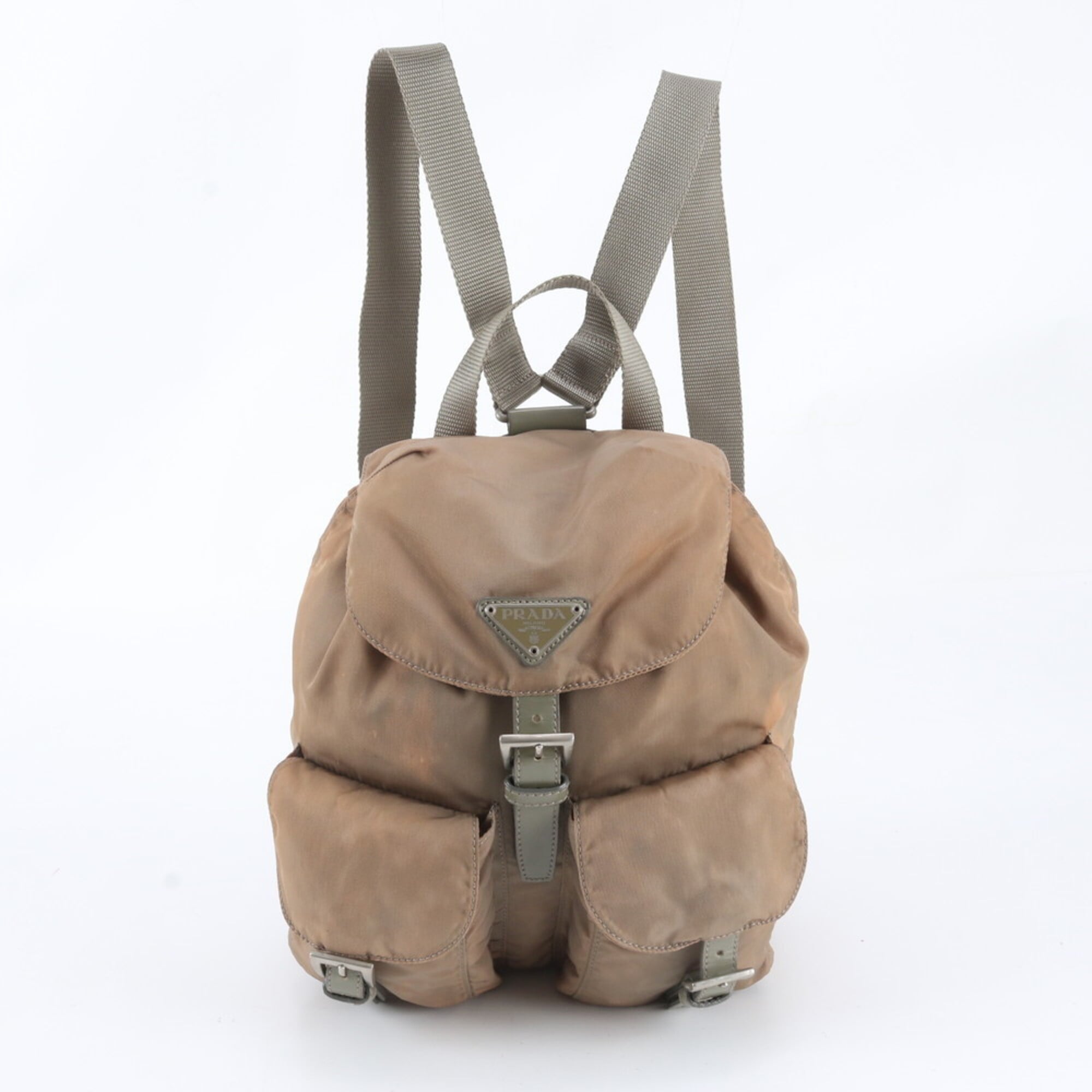 Prada Beige Nylon Leather Handbag (Pre-Owned)