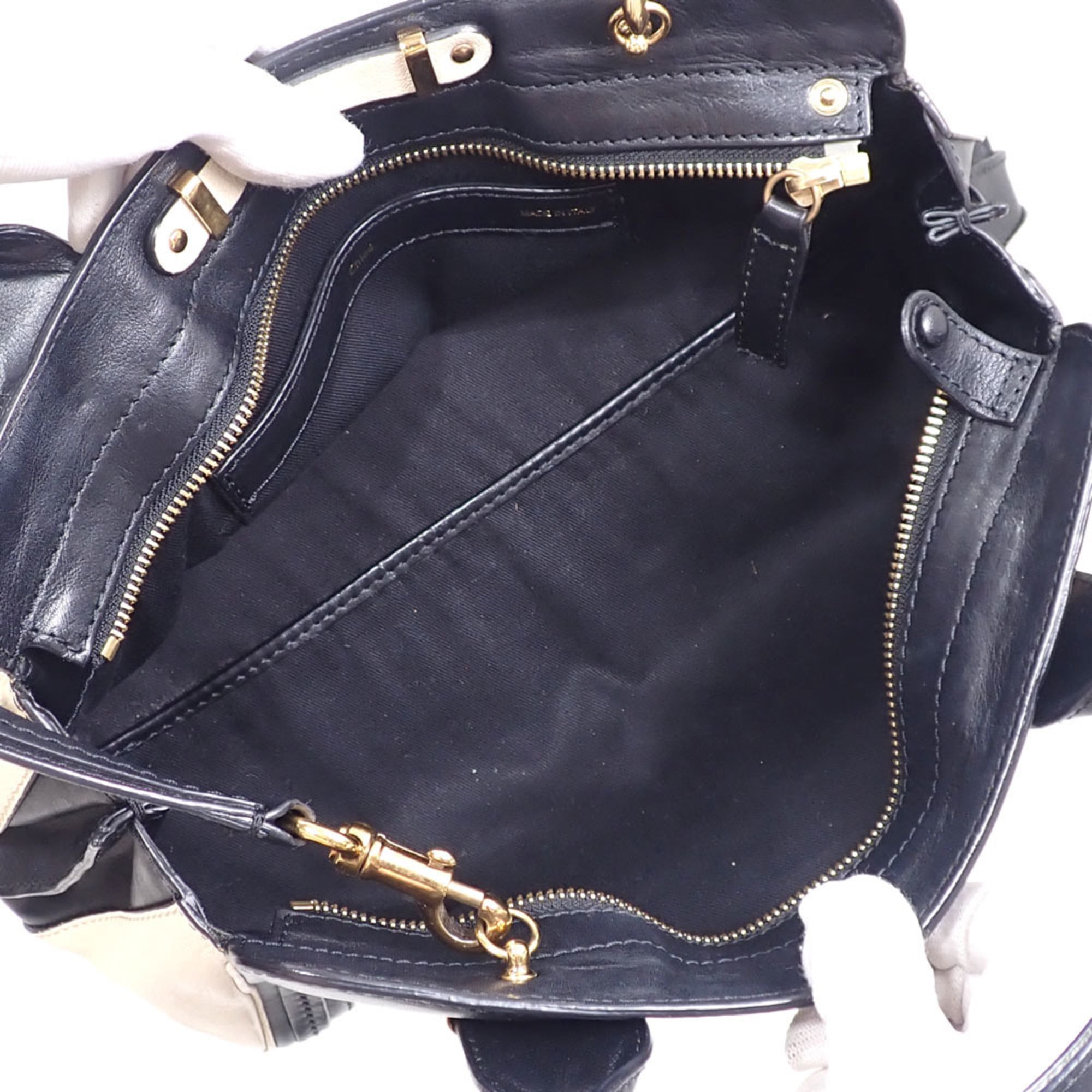 Chloé Black White Leather Handbag (Pre-Owned)