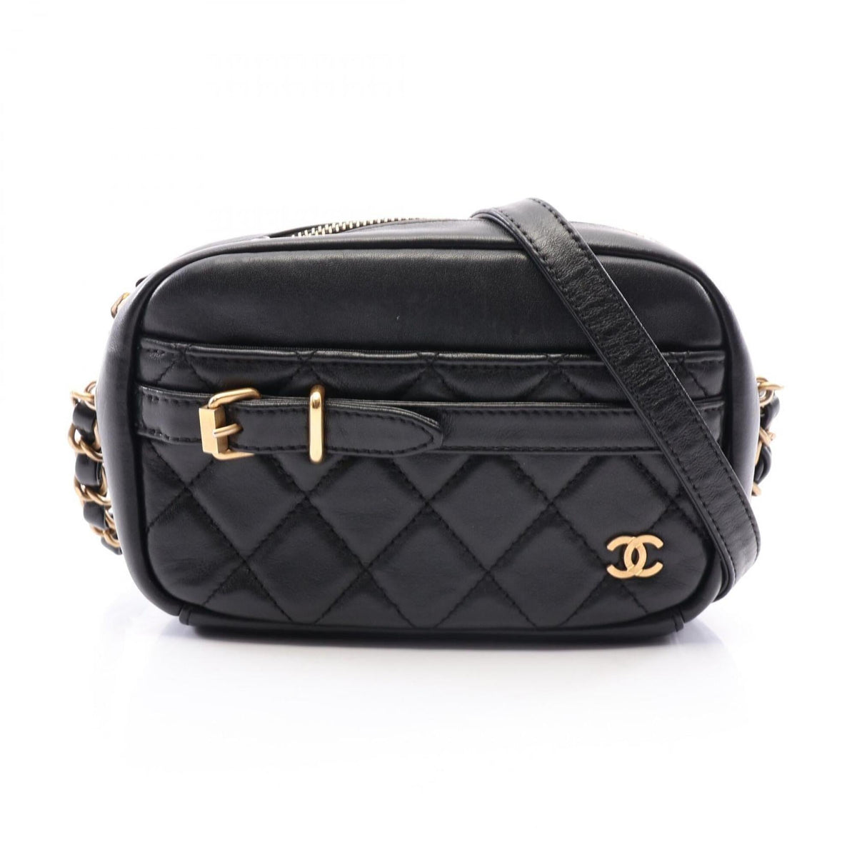 Chanel Black Leather Handbag Shoulder Bag (Pre-Owned)