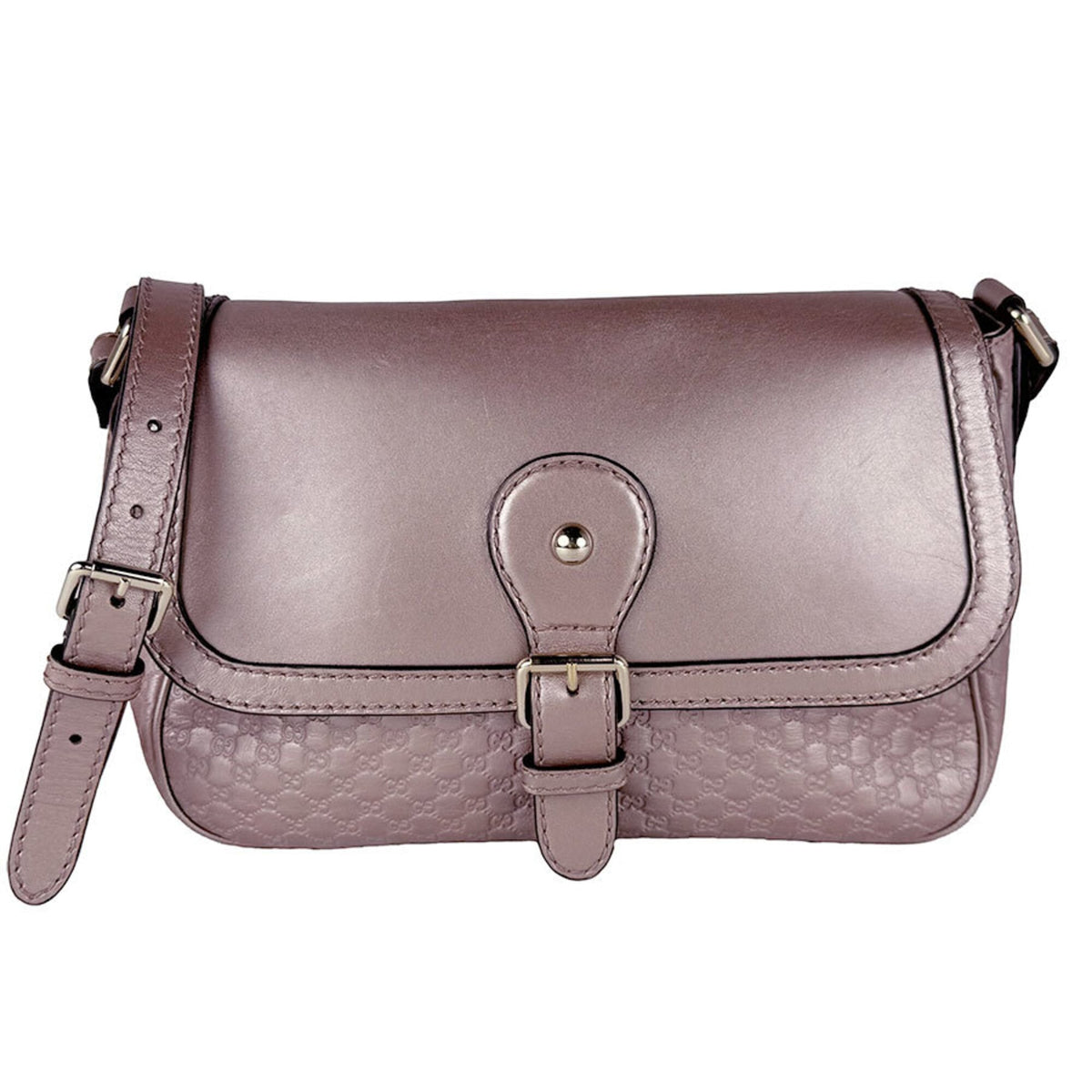 Gucci Metallic Beige Metallic Pink Pink Beige Leather Shoulder Bag (Pre-Owned)