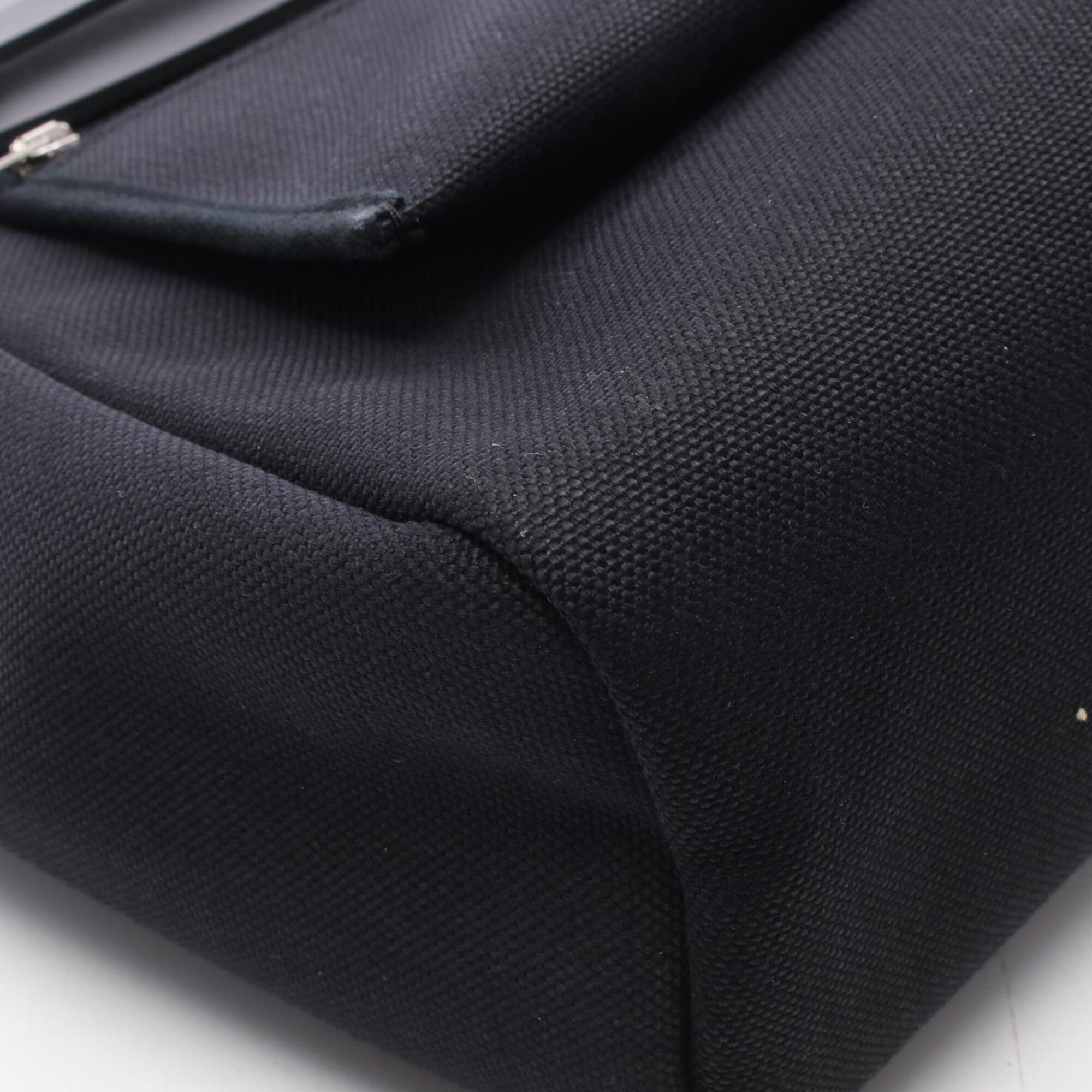 Hermes Black Canvas Leather Handbag (Pre-Owned)