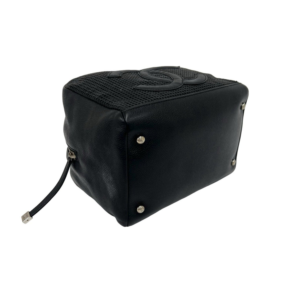 Chanel Black Leather Boston Bag Handbag Tote Bag (Pre-Owned)