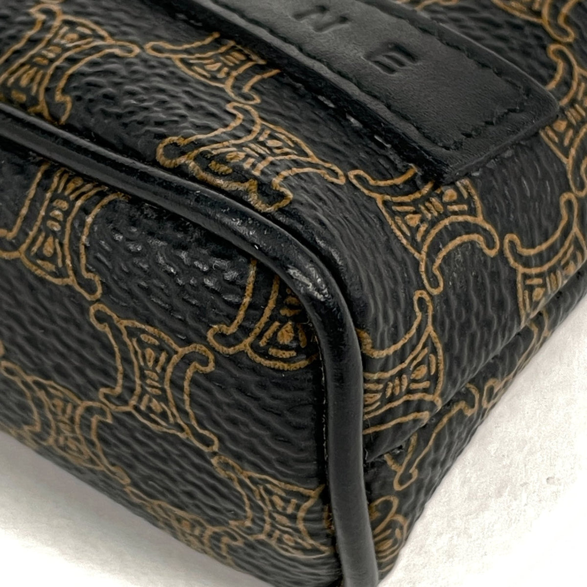 Celine Black Brown Coated Canvas Leather Pouch (Pre-Owned)
