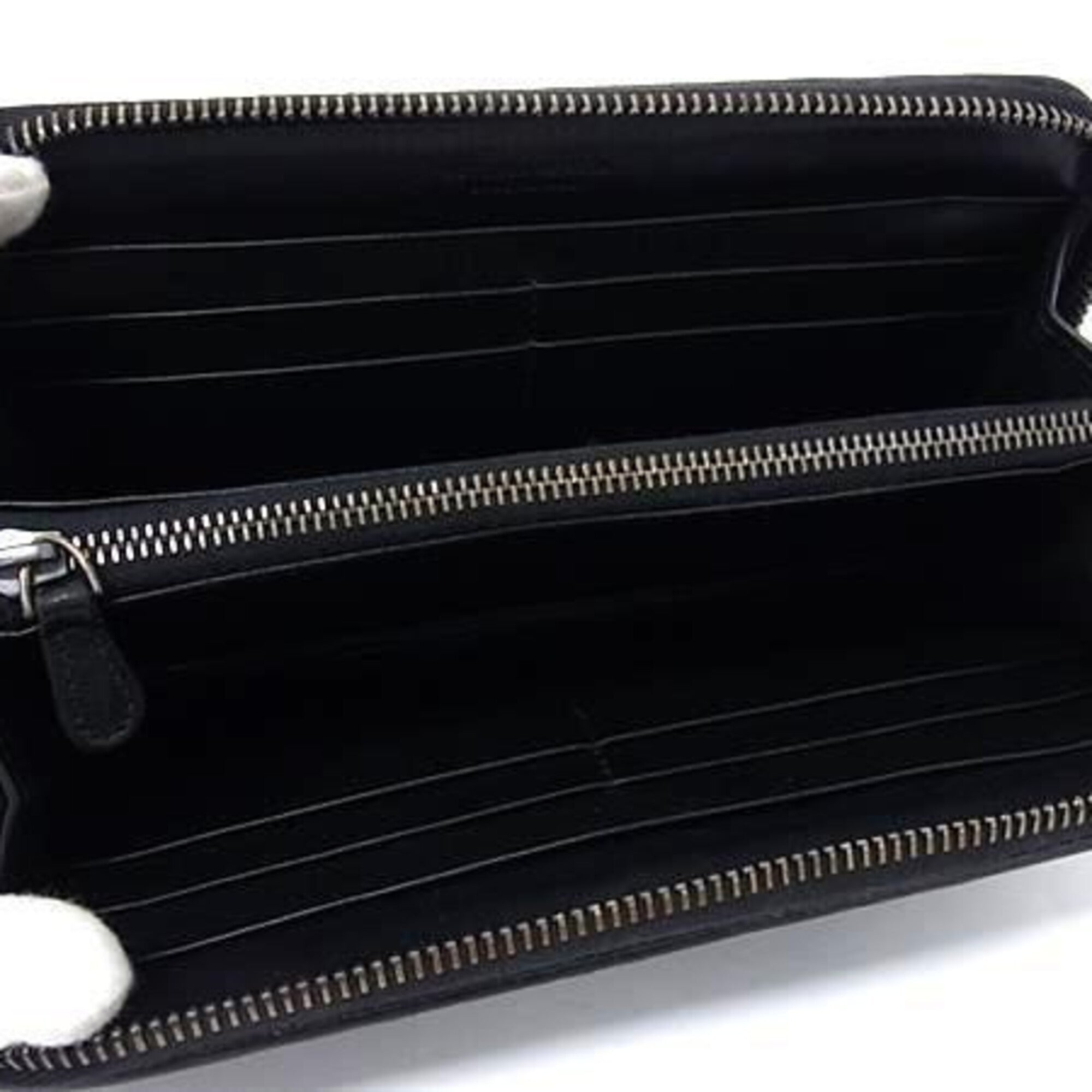 Bottega Veneta Intrecciato Black Leather Long Wallet (Bi-Fold) (Pre-Owned)