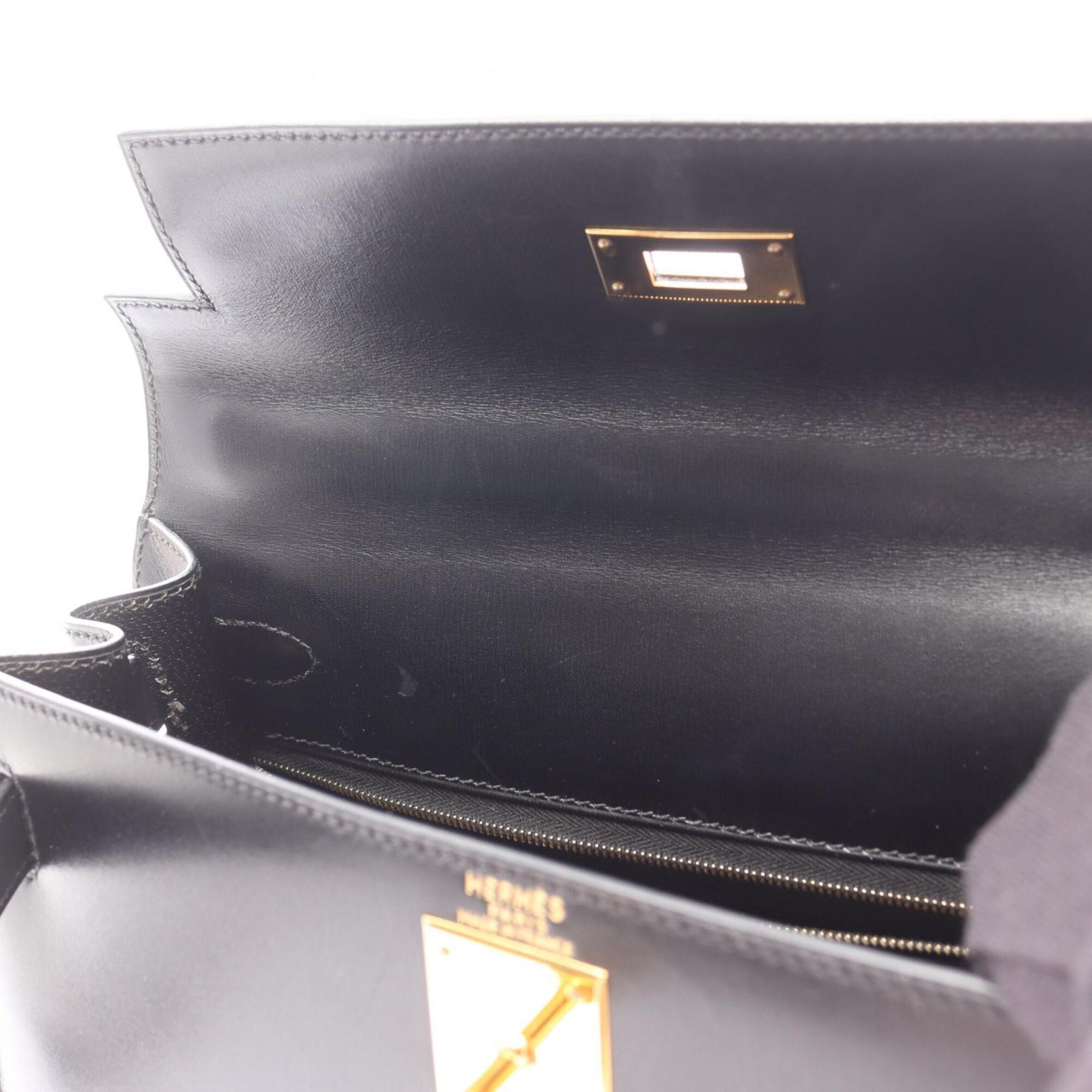Hermes Black Box Calf Leather Handbag (Pre-Owned)