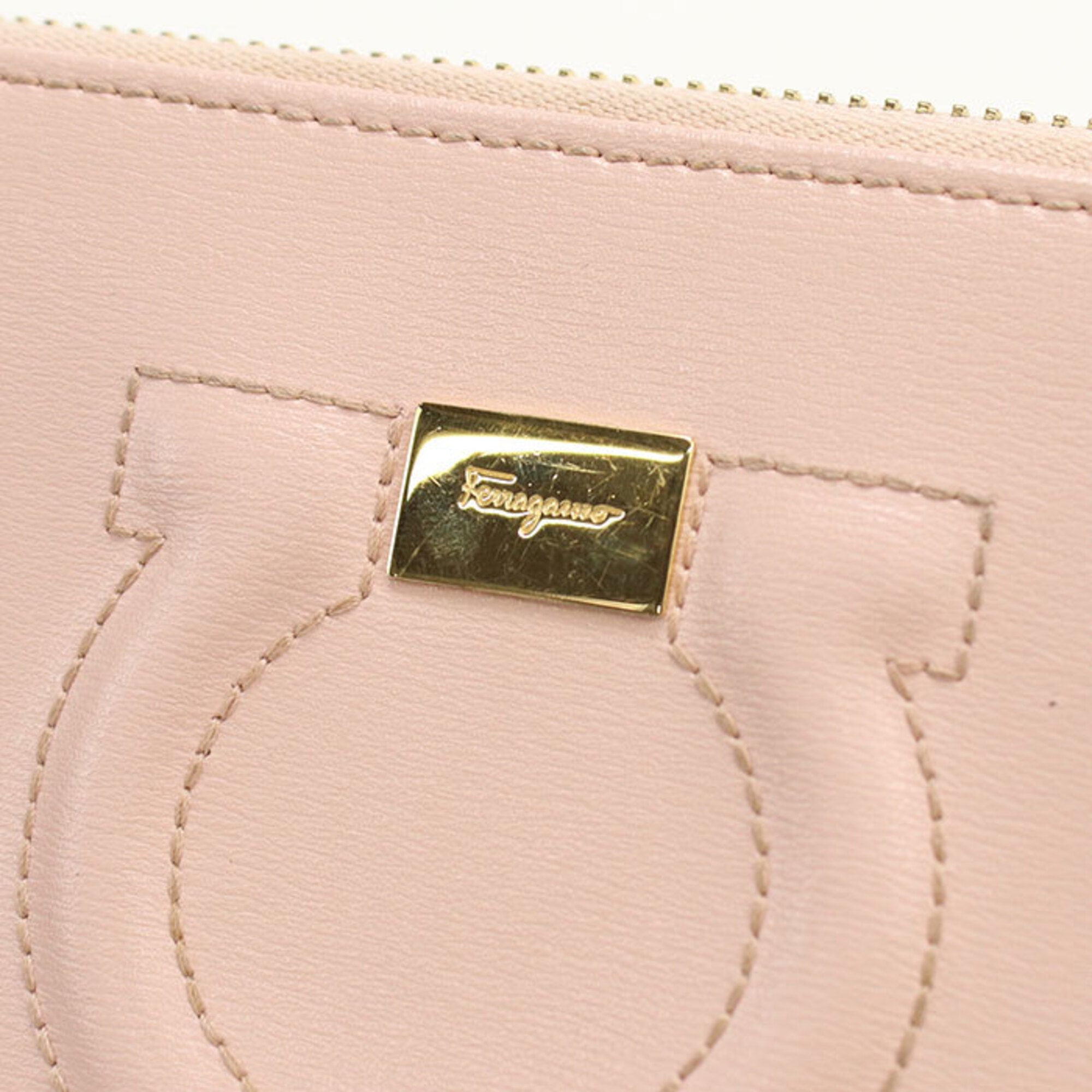 Salvatore Ferragamo Pink Leather Long Wallet (Bi-Fold) (Pre-Owned)