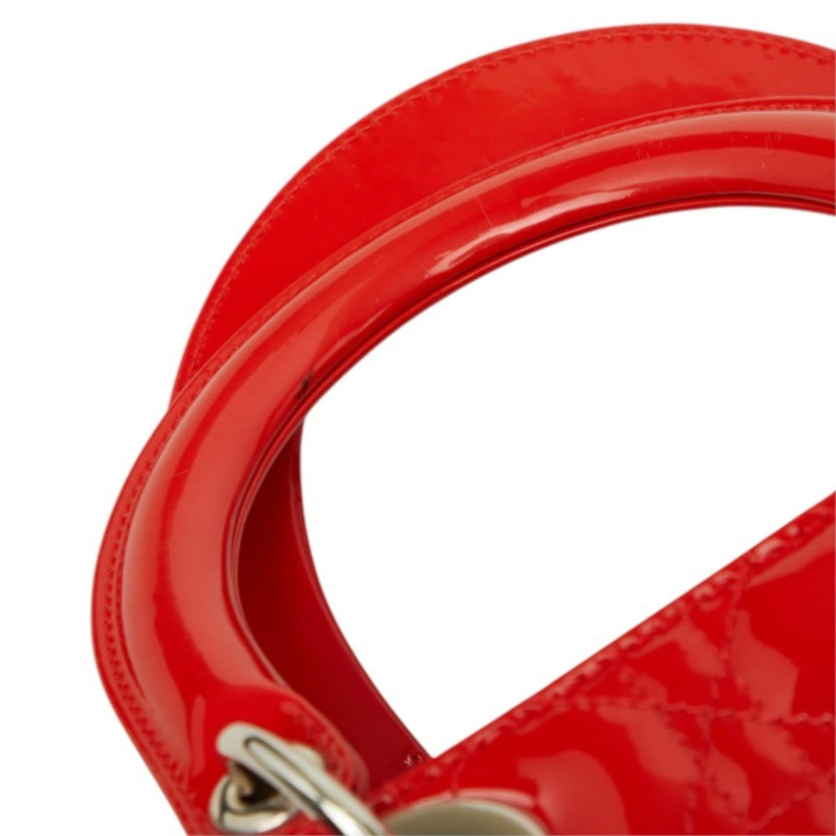 Christian Dior Lady Dior Red Color Patent Leather Handbag Shoulder Bag (Pre-Owned)