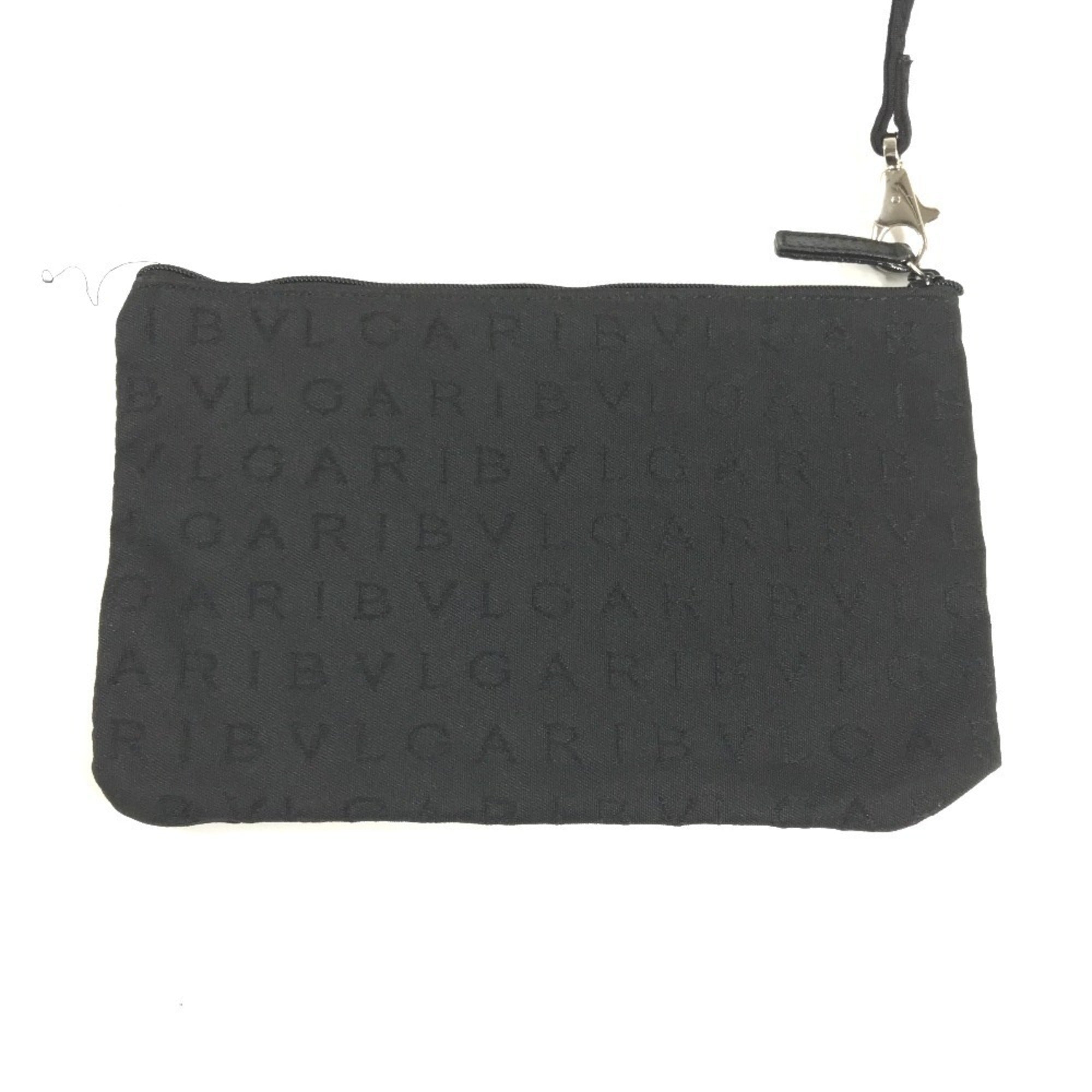 Bvlgari Logomania Black Leather Canvas Handbag Tote Bag (Pre-Owned)