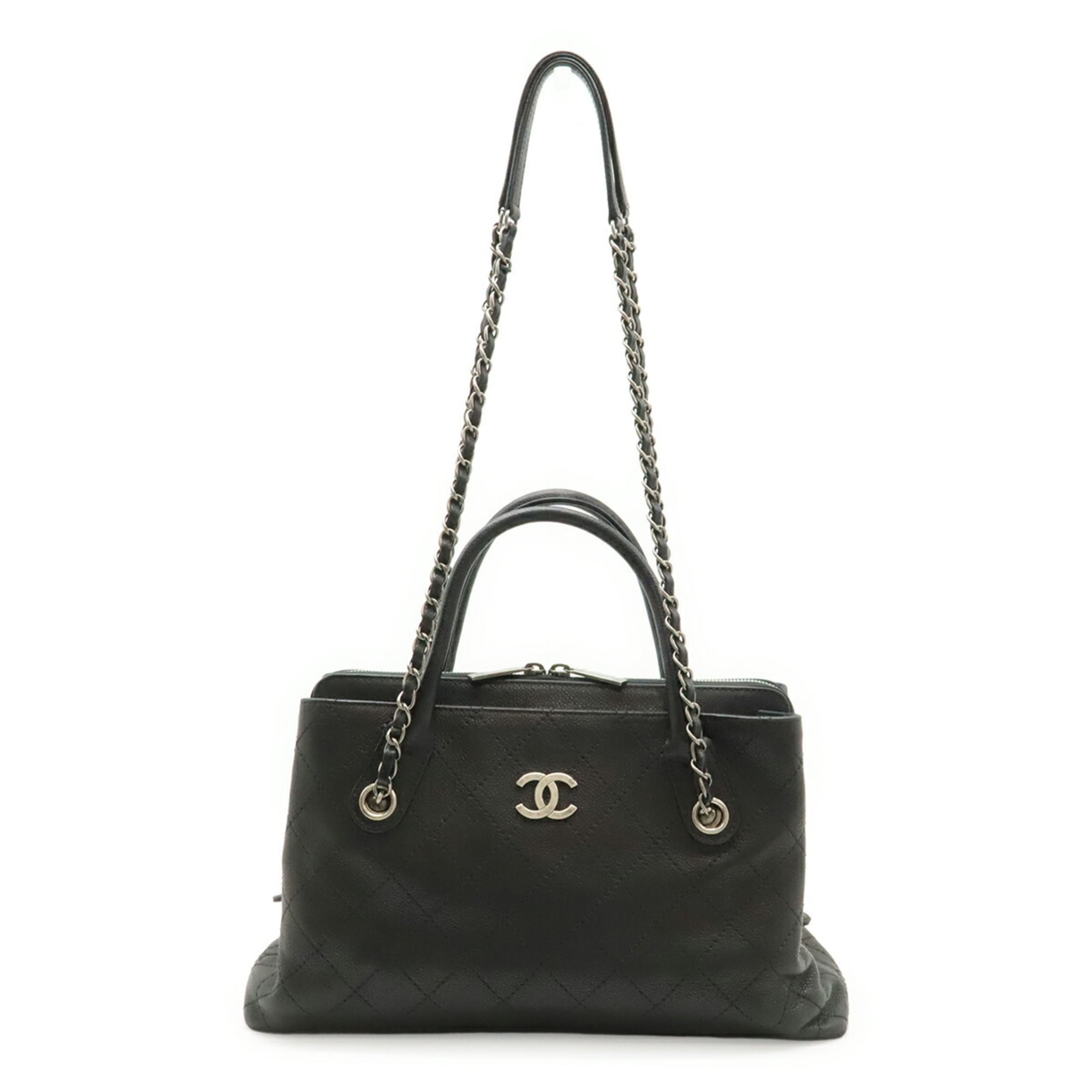 Chanel Matelasse Black Grained Calfskin Handbag Shoulder Bag (Pre-Owned)