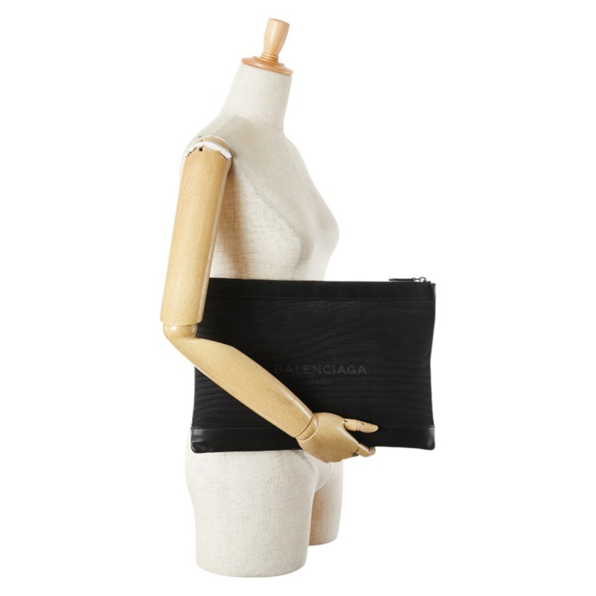 Balenciaga Black Canvas Leather Clutch Bag (Pre-Owned)