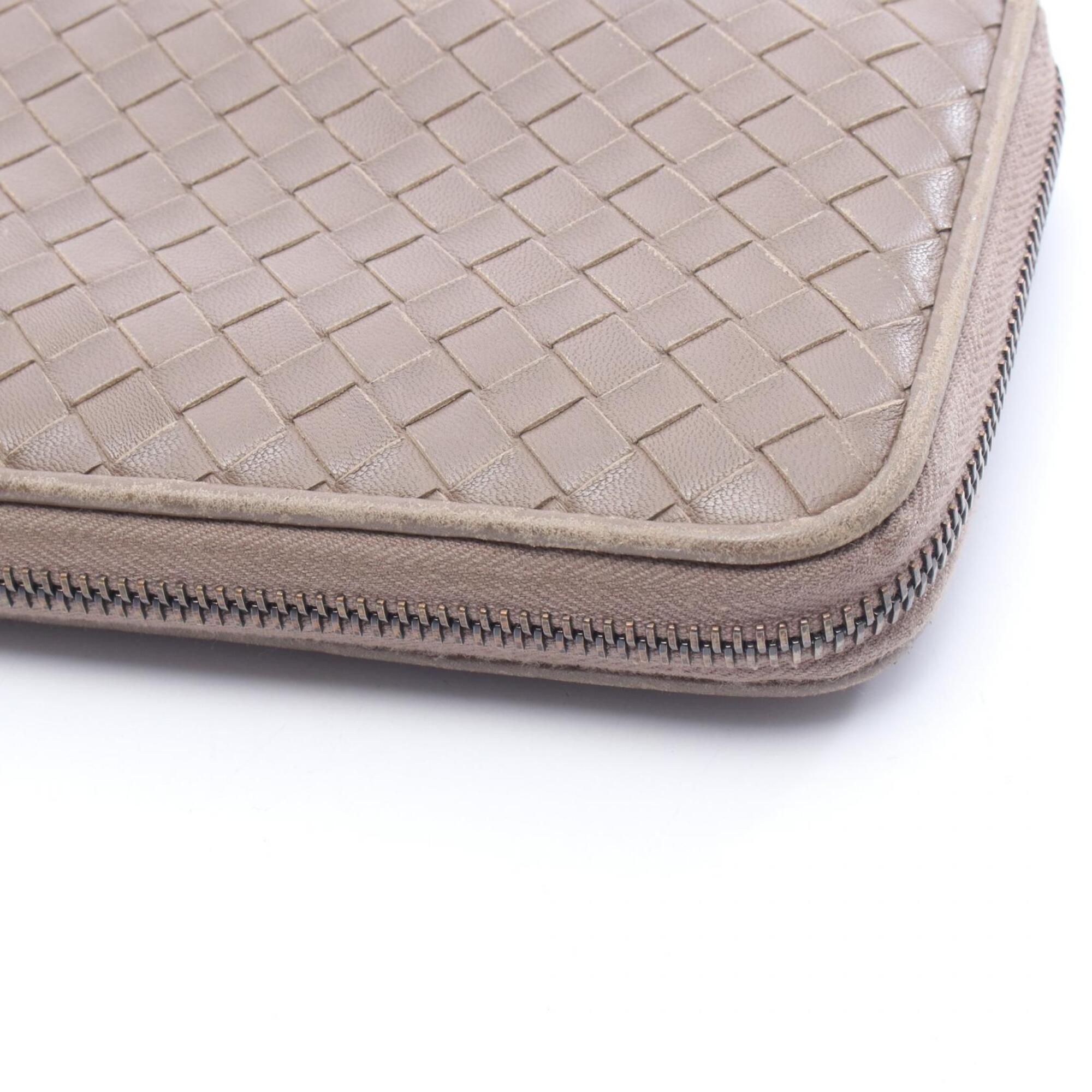 Bottega Veneta Gray Leather Long Wallet (Bi-Fold) (Pre-Owned)