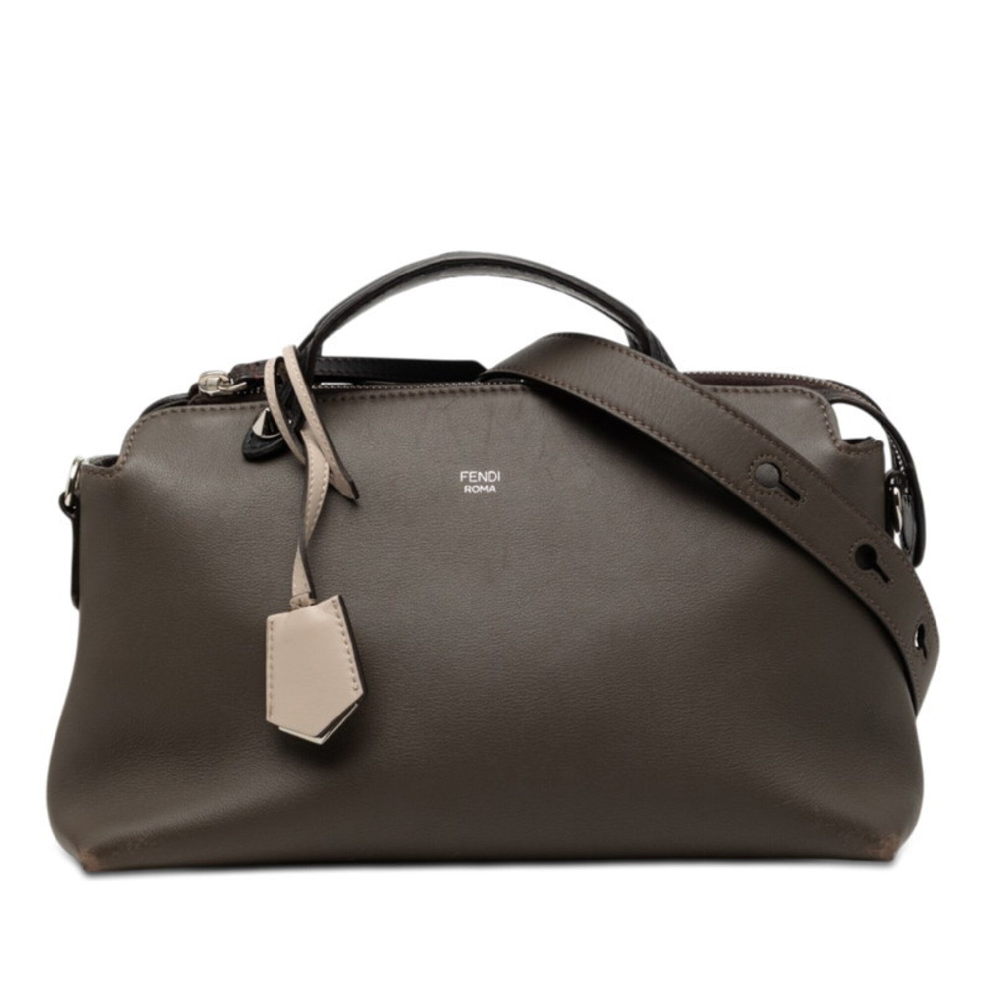 Fendi Black Gray Leather Handbag Shoulder Bag (Pre-Owned)