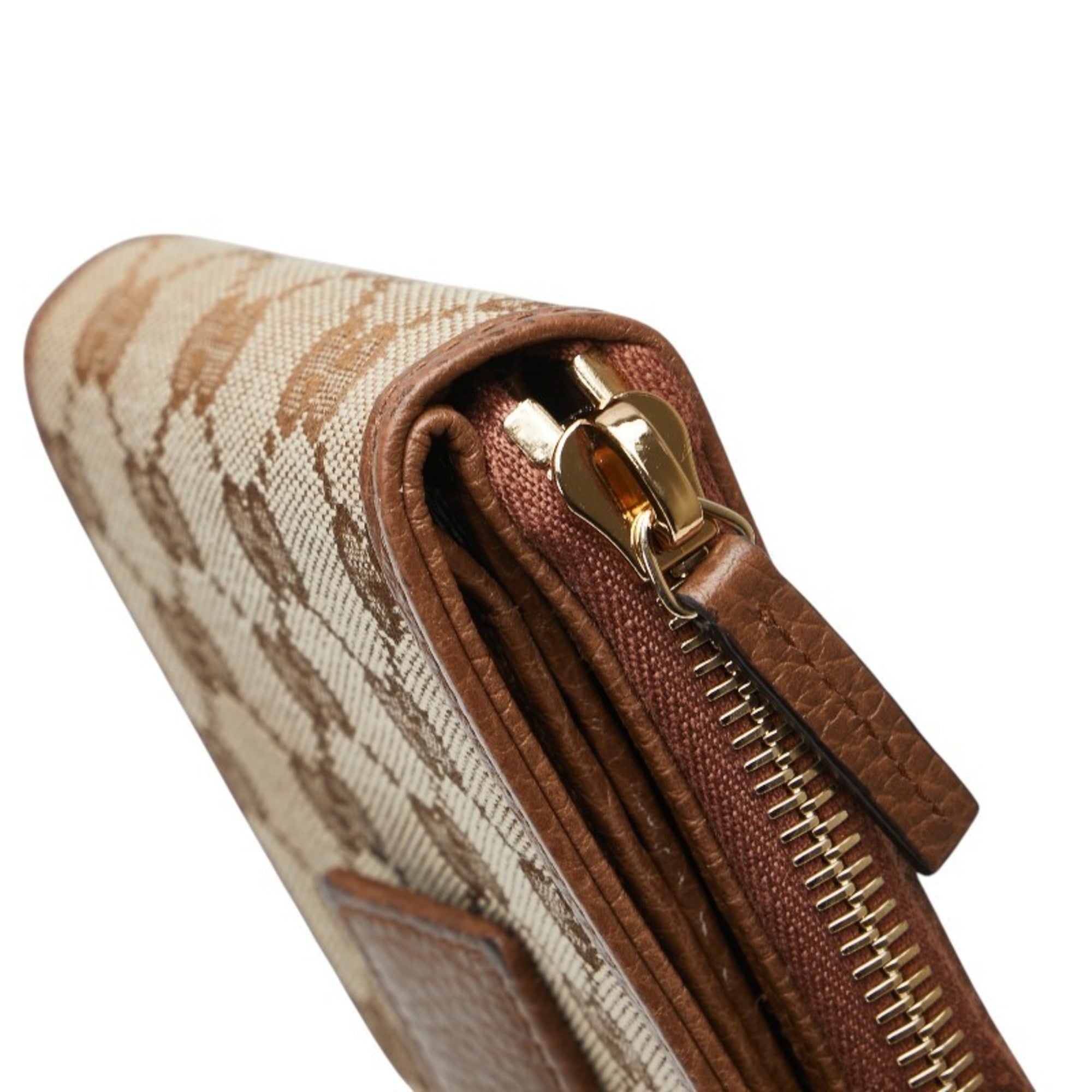 Gucci Beige Brown Canvas Leather Wallet (Bi-Fold) (Pre-Owned)