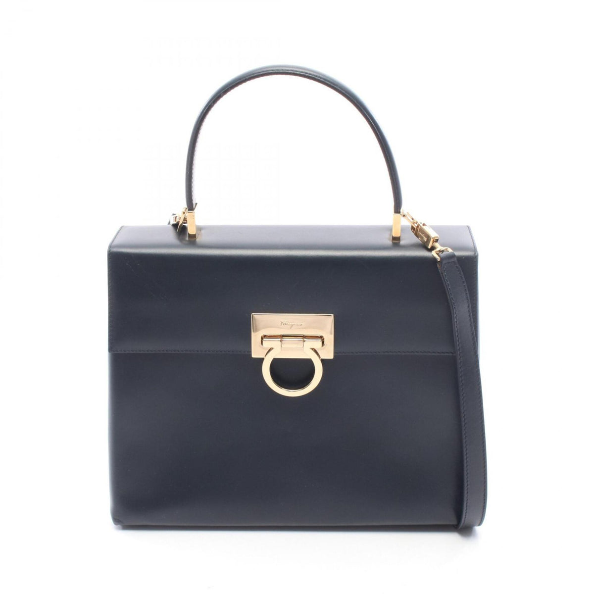 Salvatore Ferragamo Black Leather Handbag (Pre-Owned)
