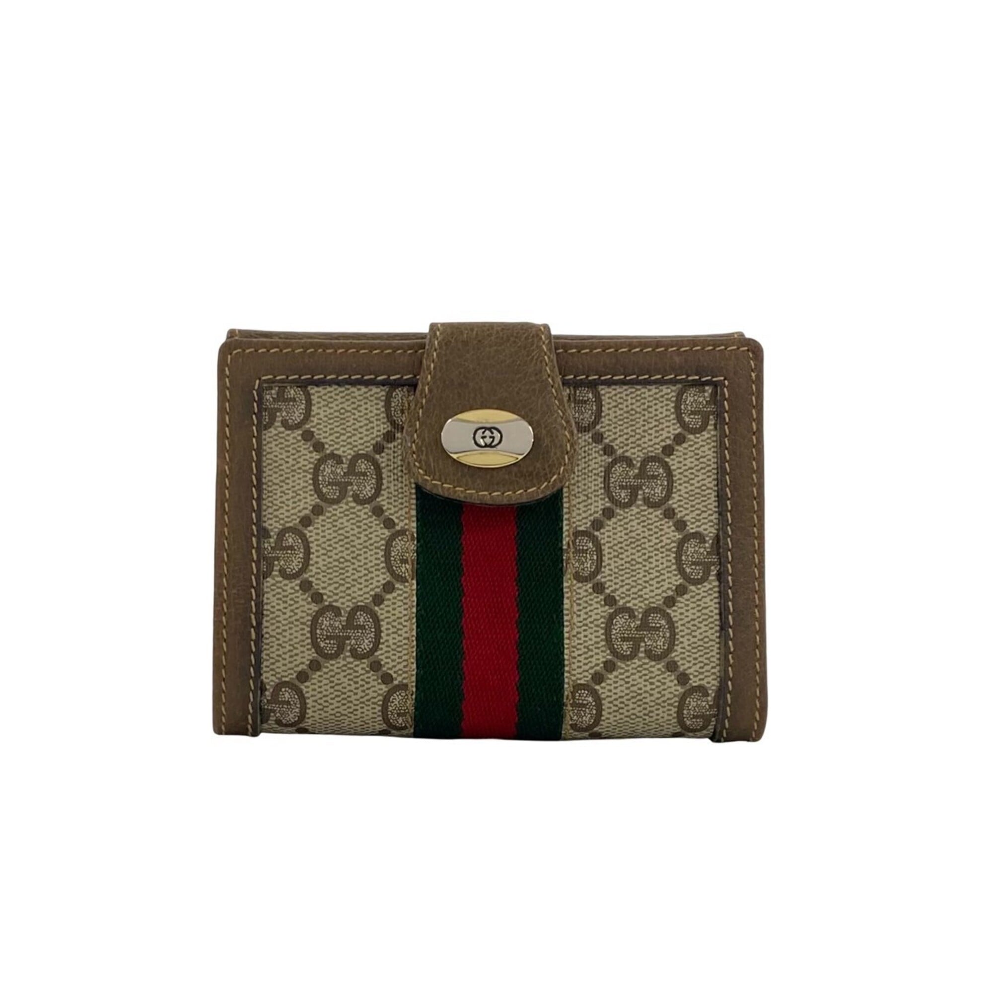 Gucci Brown Green Red Color Leather Pvc Wallet (Bi-Fold) (Pre-Owned)