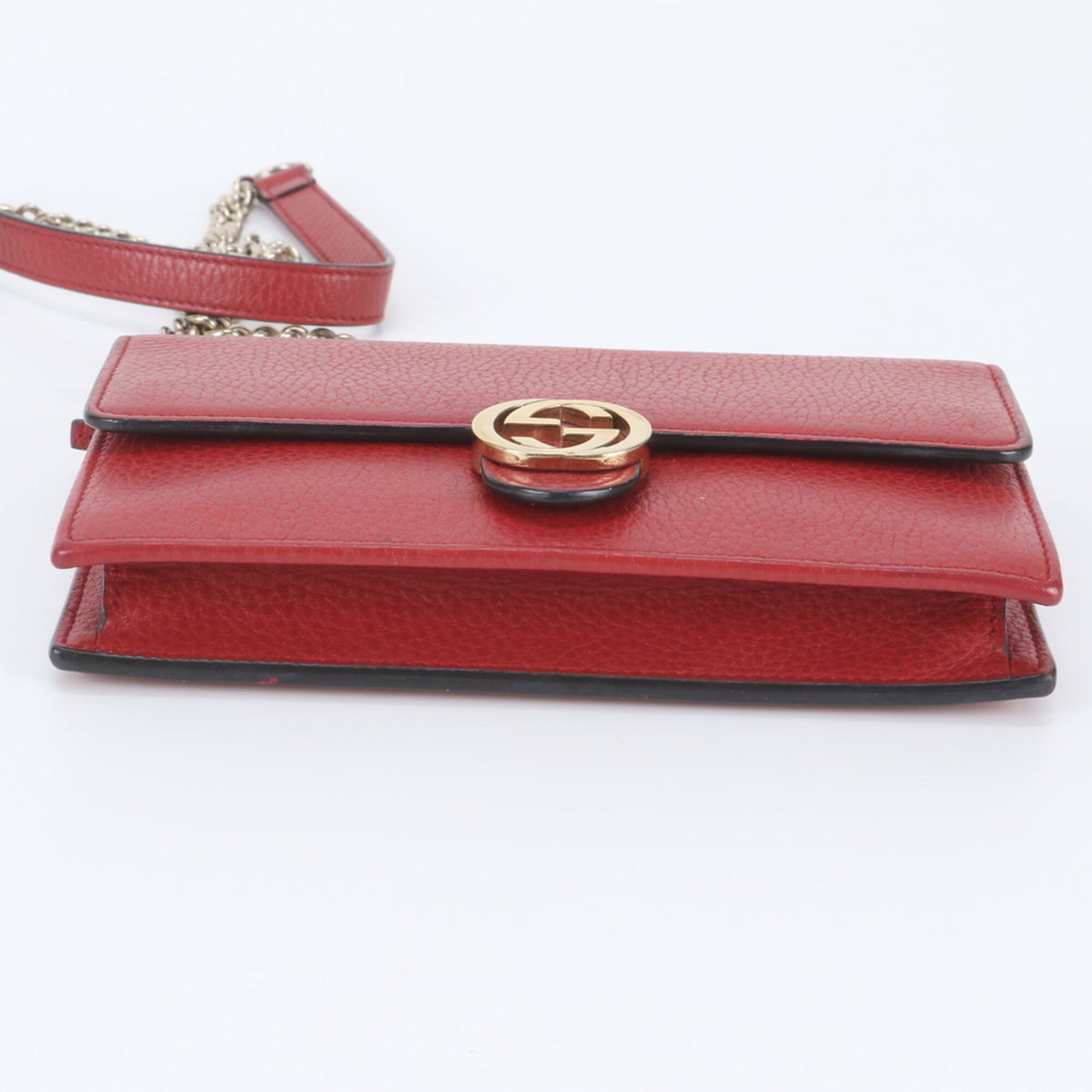 Gucci Red Color Leather Clutch Bag Shoulder Bag (Pre-Owned)