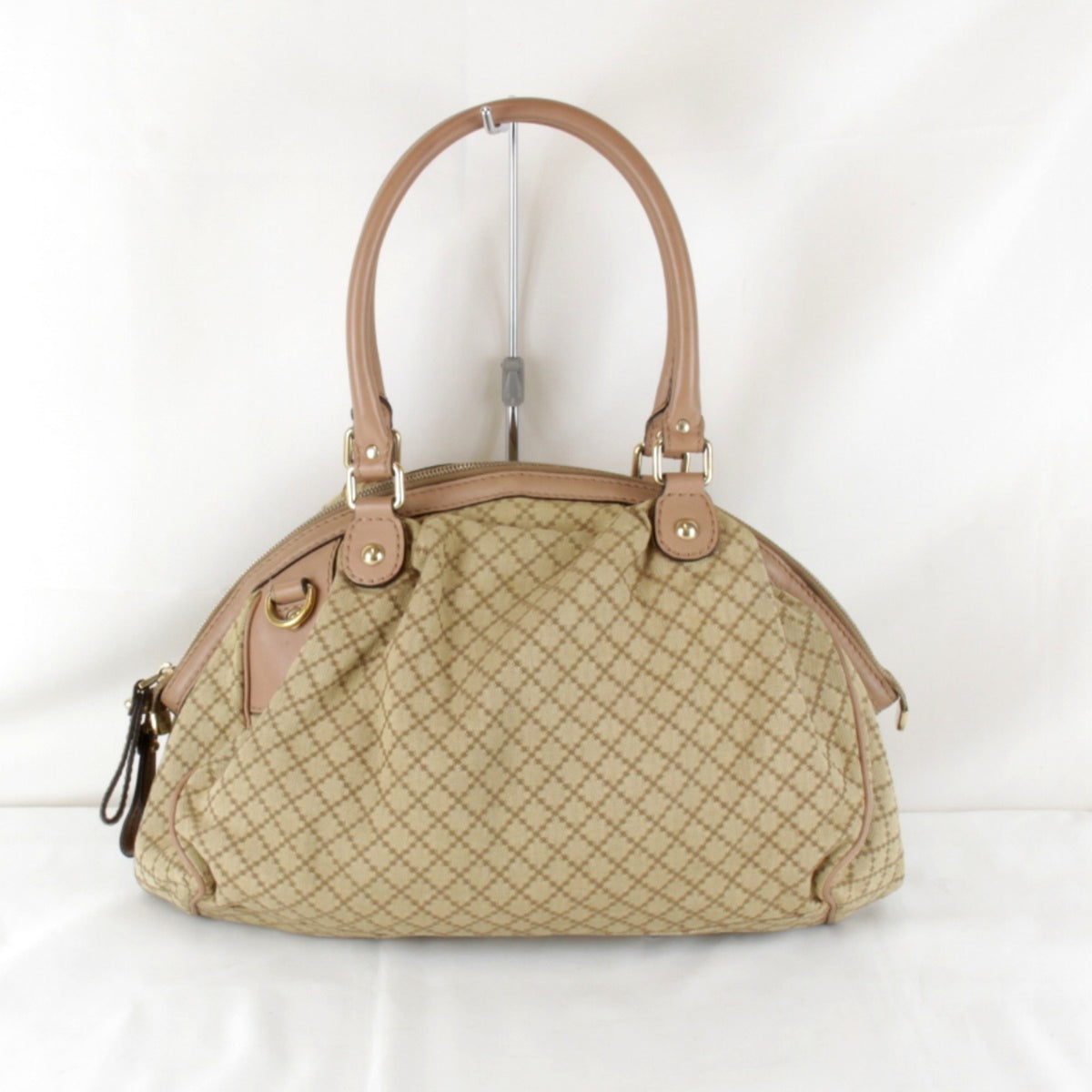 Gucci Beige Black Yellow Canvas Handbag (Pre-Owned)