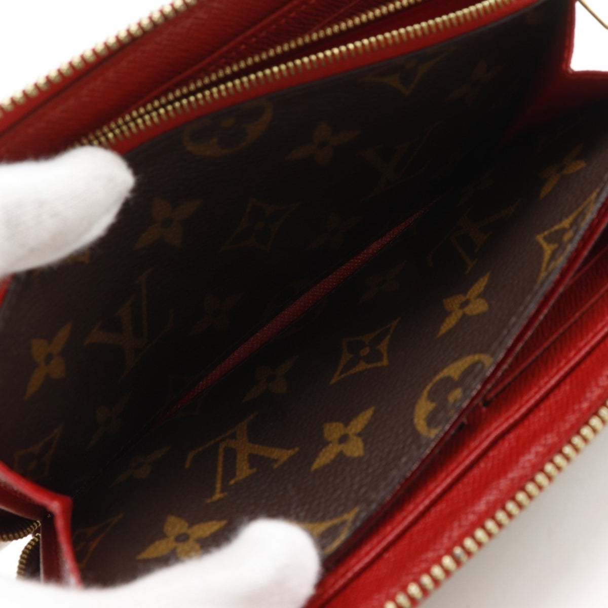 Louis Vuitton Brown Cerise Red Color Monogram Canvas Long Wallet (Bi-Fold) (Pre-Owned)