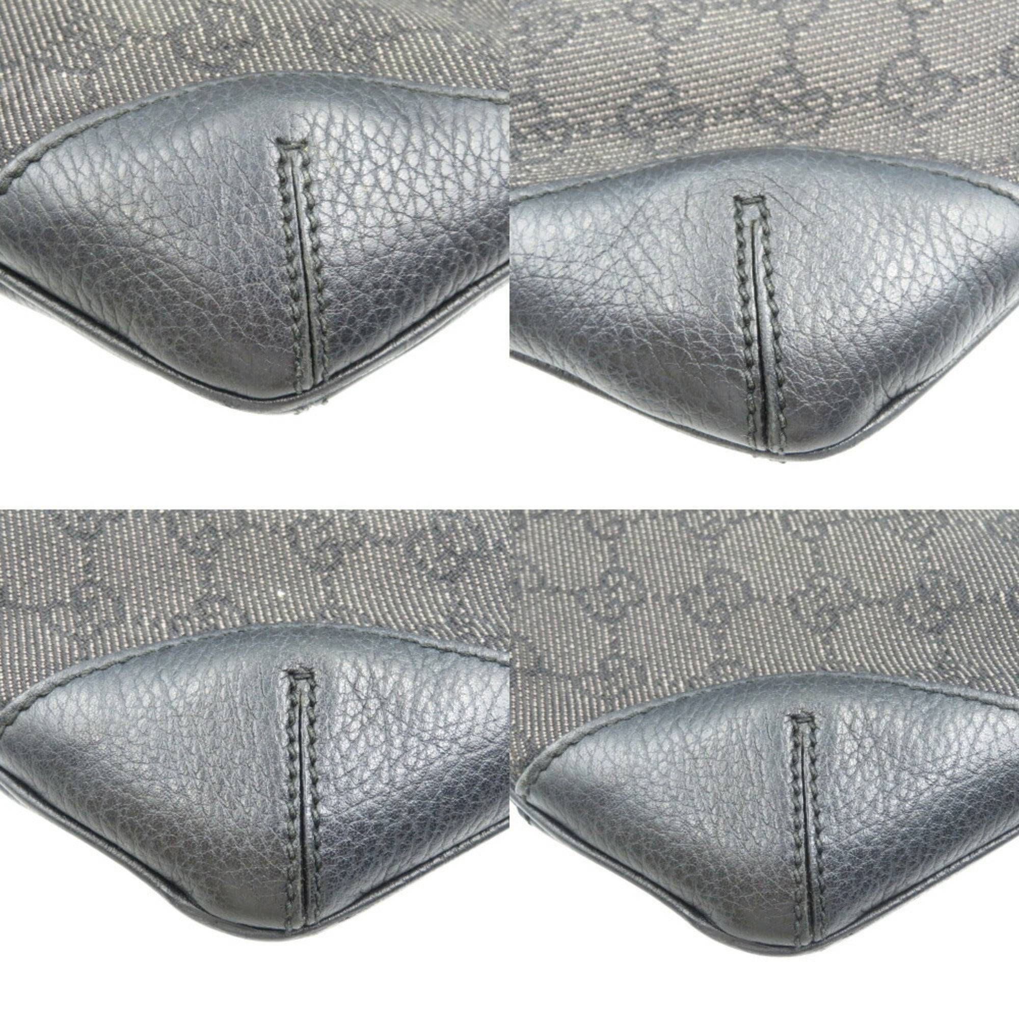 Gucci Black Gg Canvas Leather Shoulder Bag (Pre-Owned)