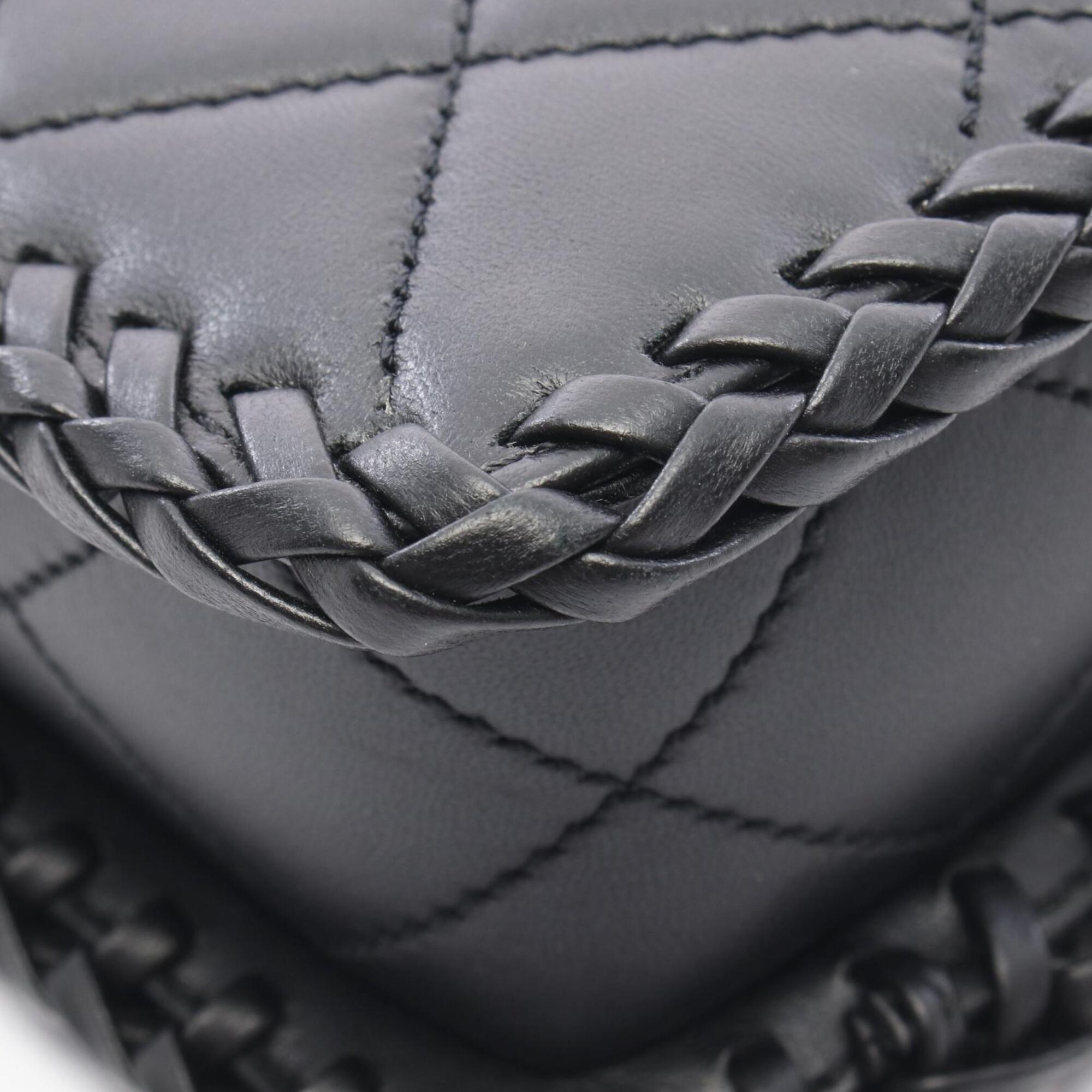 Chanel Matelasse Black Leather Handbag Shoulder Bag (Pre-Owned)