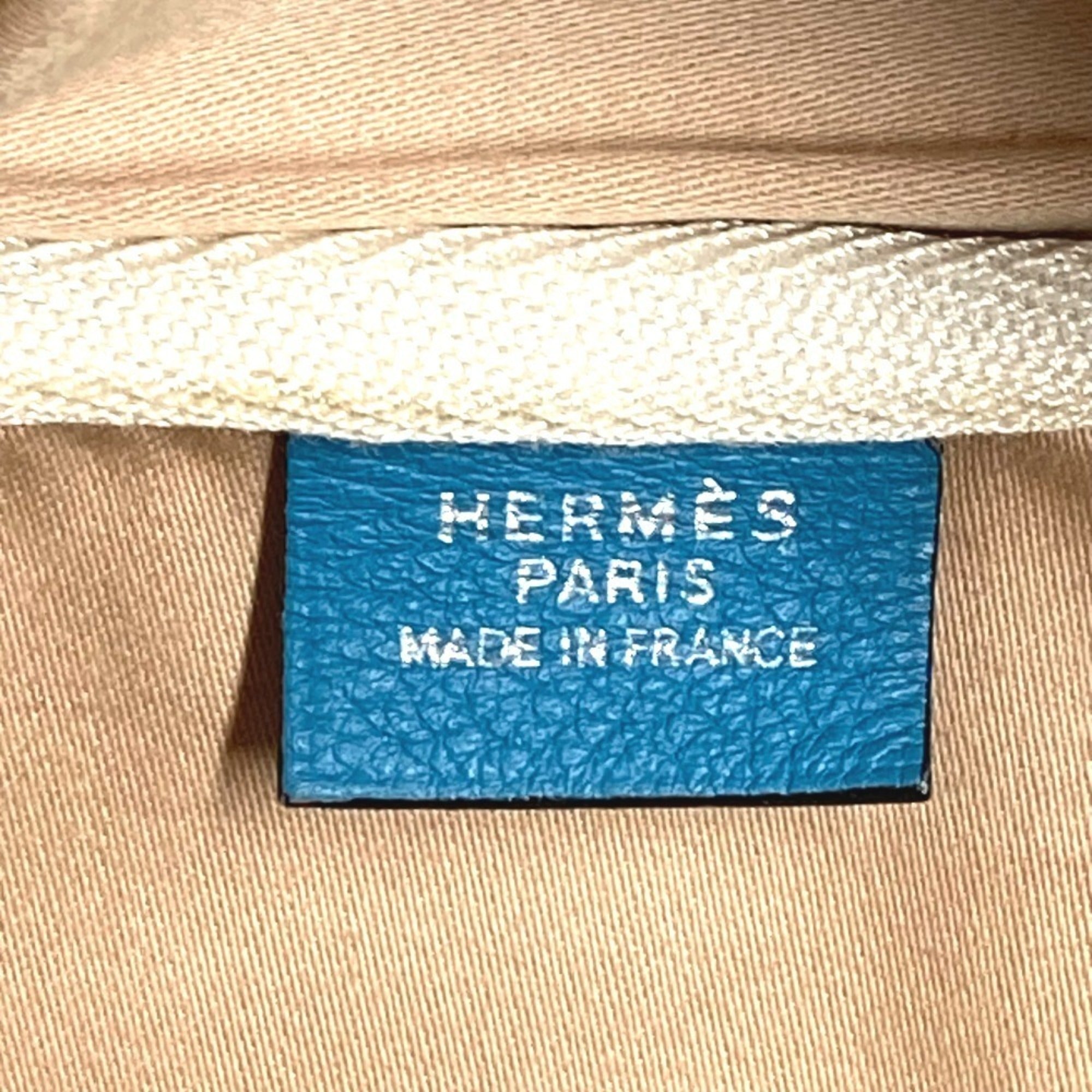 Hermes Beige Blue Toile H Leather Boston Bag Shoulder Bag (Pre-Owned)