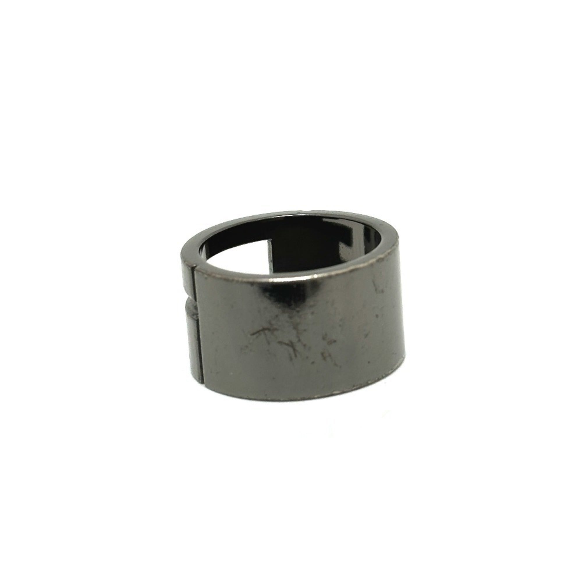 Gucci Silver Black Metal Band Ring (Pre-Owned)