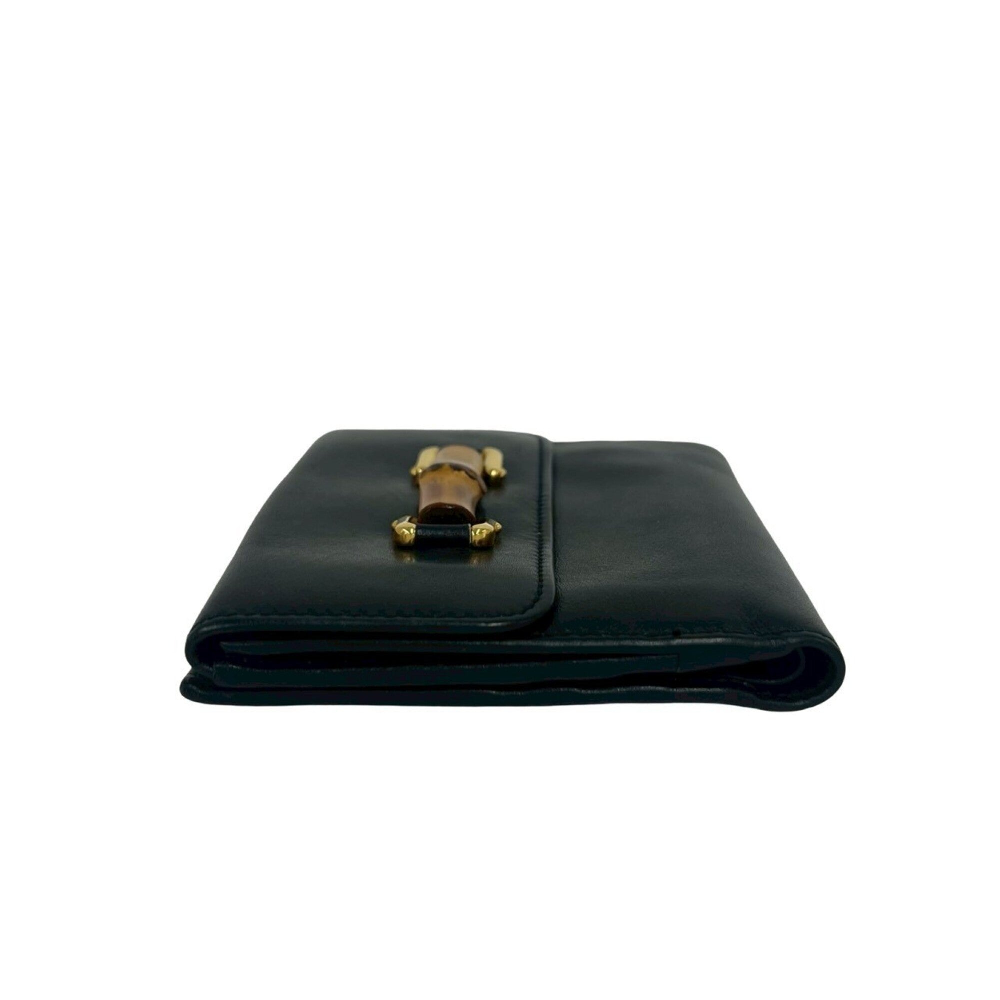 Gucci Navy Leather Bamboo Wallet (Bi-Fold) (Pre-Owned)