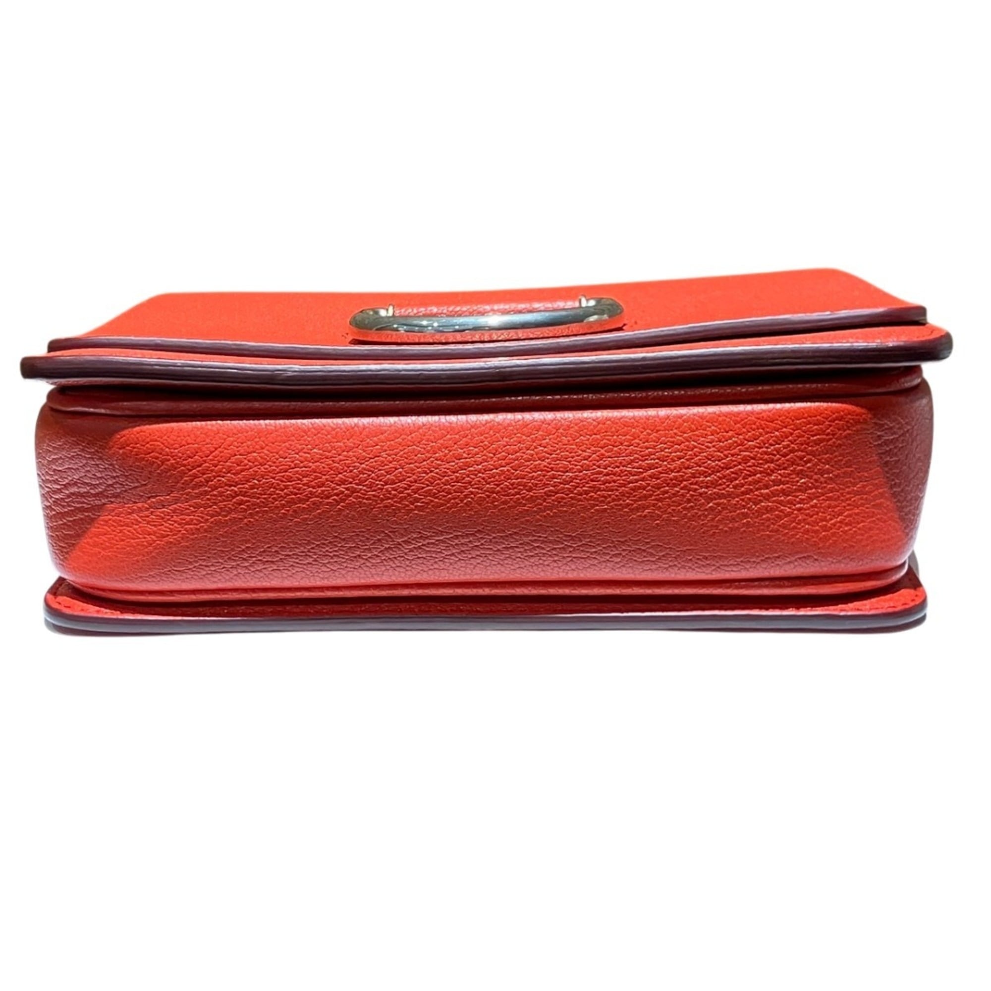Burberry Red Color Leather Shoulder Bag (Pre-Owned)