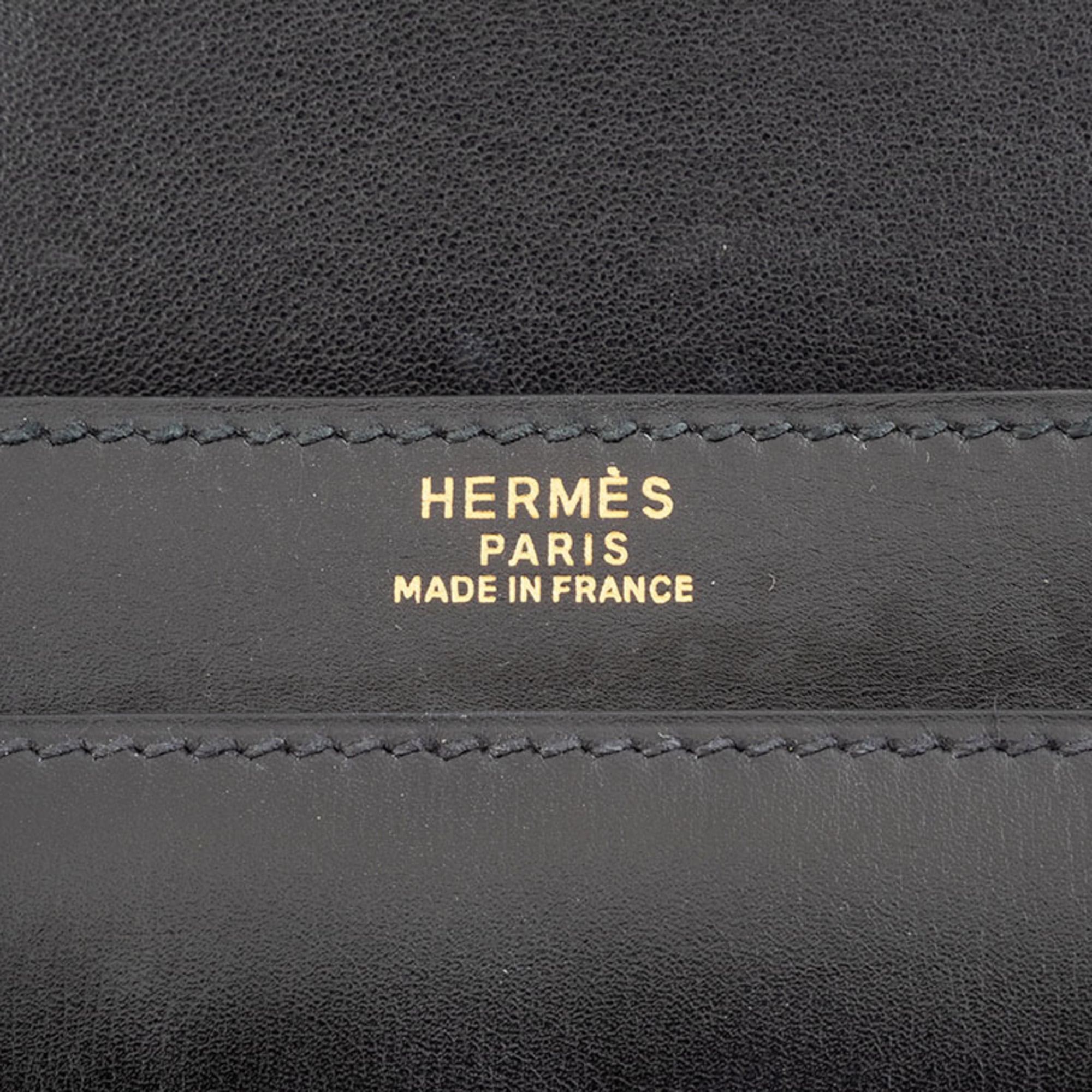 Hermes Black Box Calf Leather Handbag (Pre-Owned)