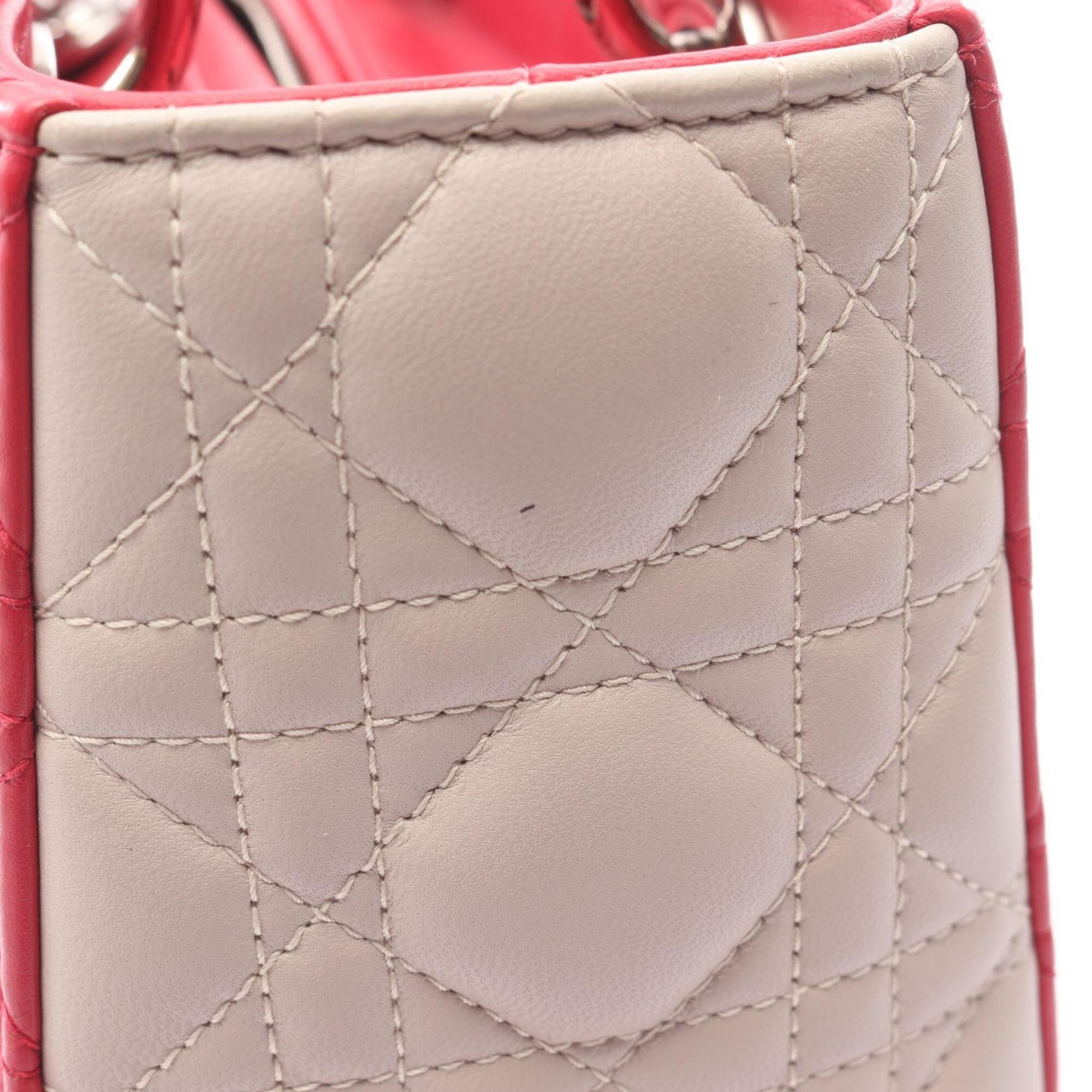 Christian Dior Gray Pink Leather Handbag (Pre-Owned)