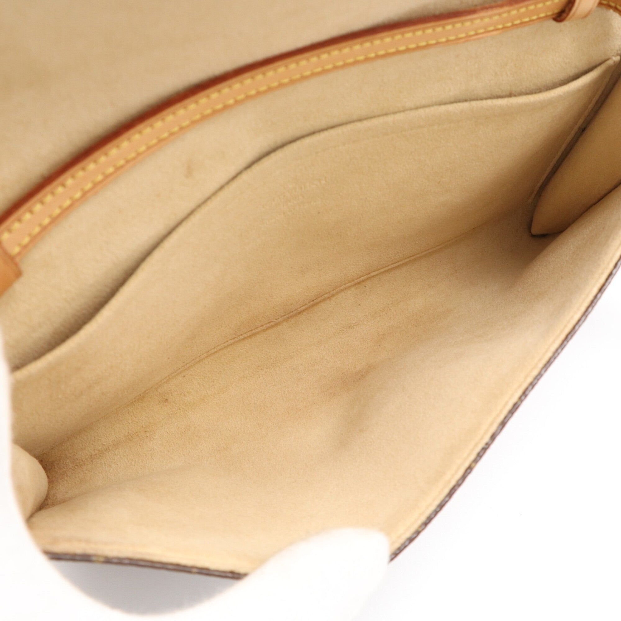Louis Vuitton Beige Brown Monogram Coated Canvas Leather Pochette Shoulder Bag (Pre-Owned)