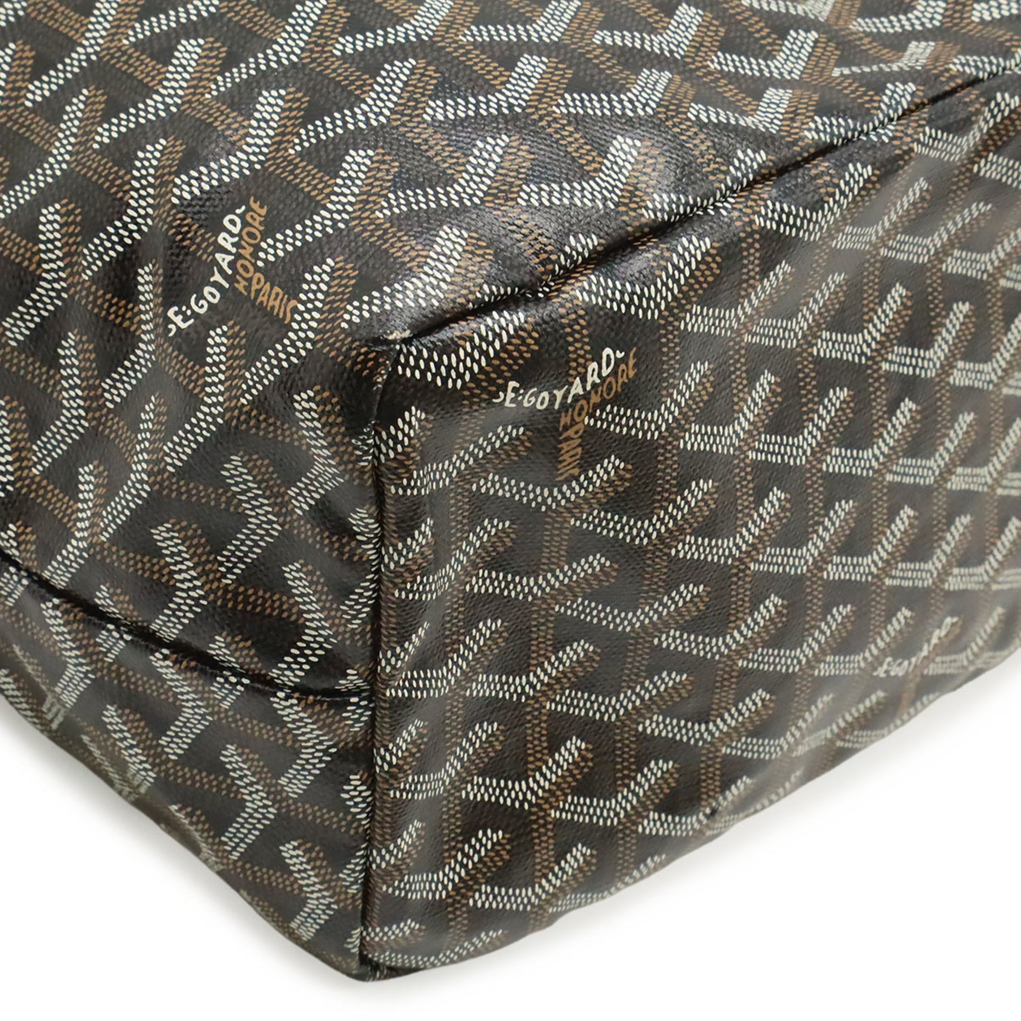 Goyard Black Brown White Coated Canvas Leather Shoulder Bag Tote Bag (Pre-Owned)