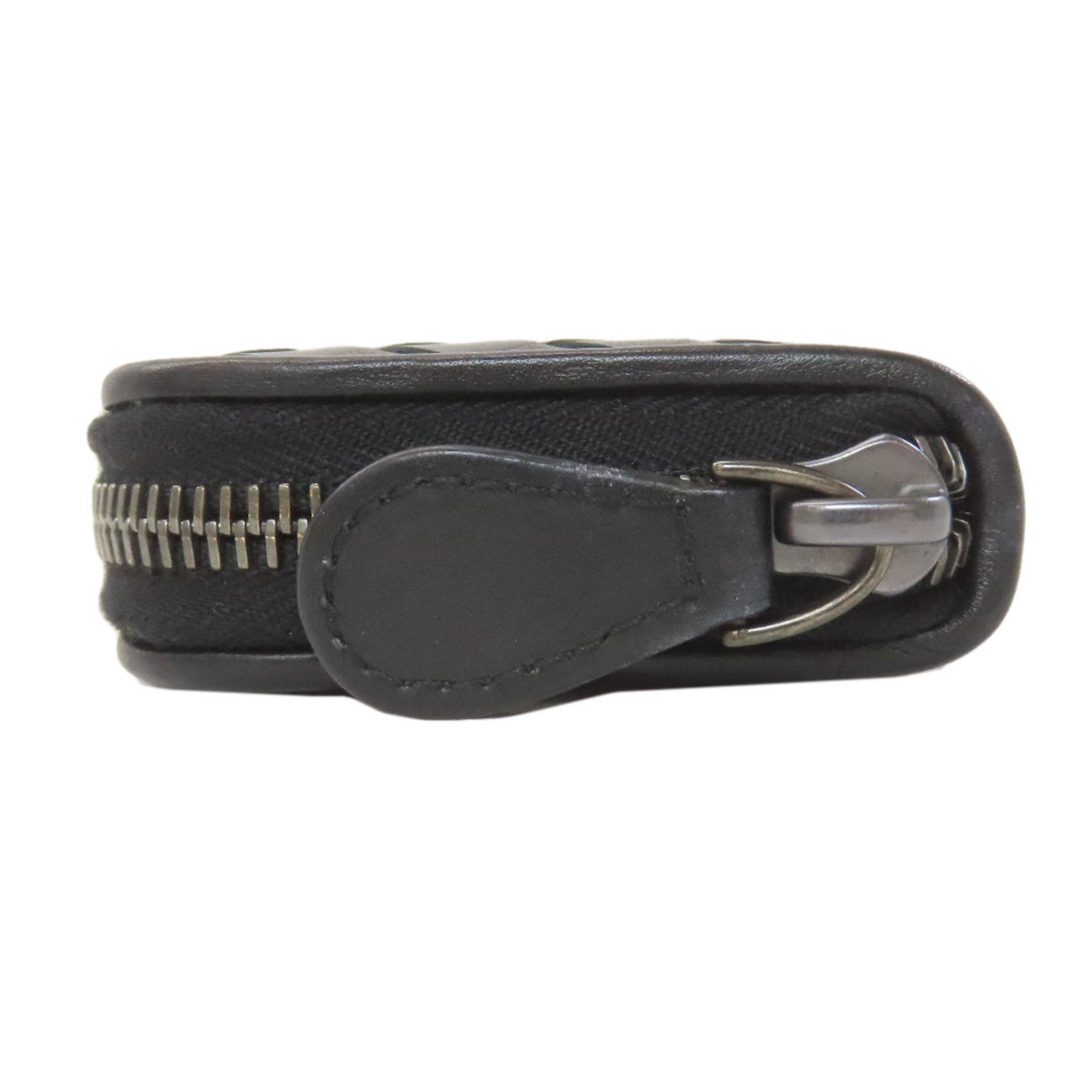 Bottega Veneta Intrecciato Black Leather Coin Purse/Coin Case (Pre-Owned)