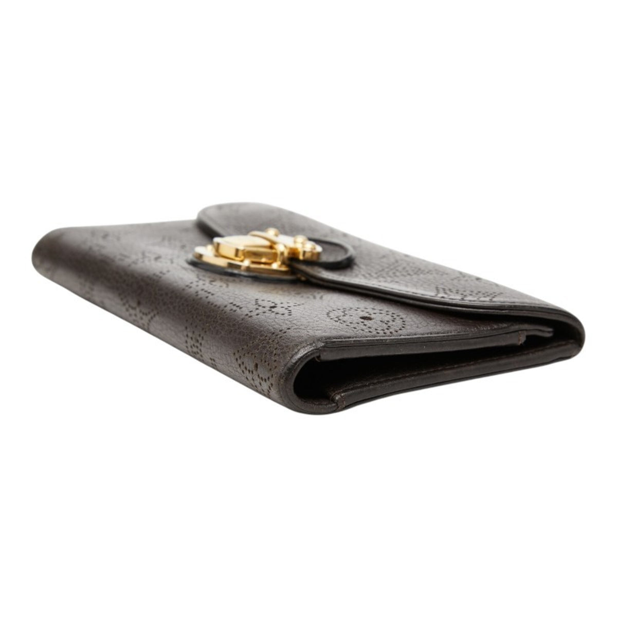Louis Vuitton Monogram Dark Brown Leather Long Wallet (Tri-Fold) (Pre-Owned)
