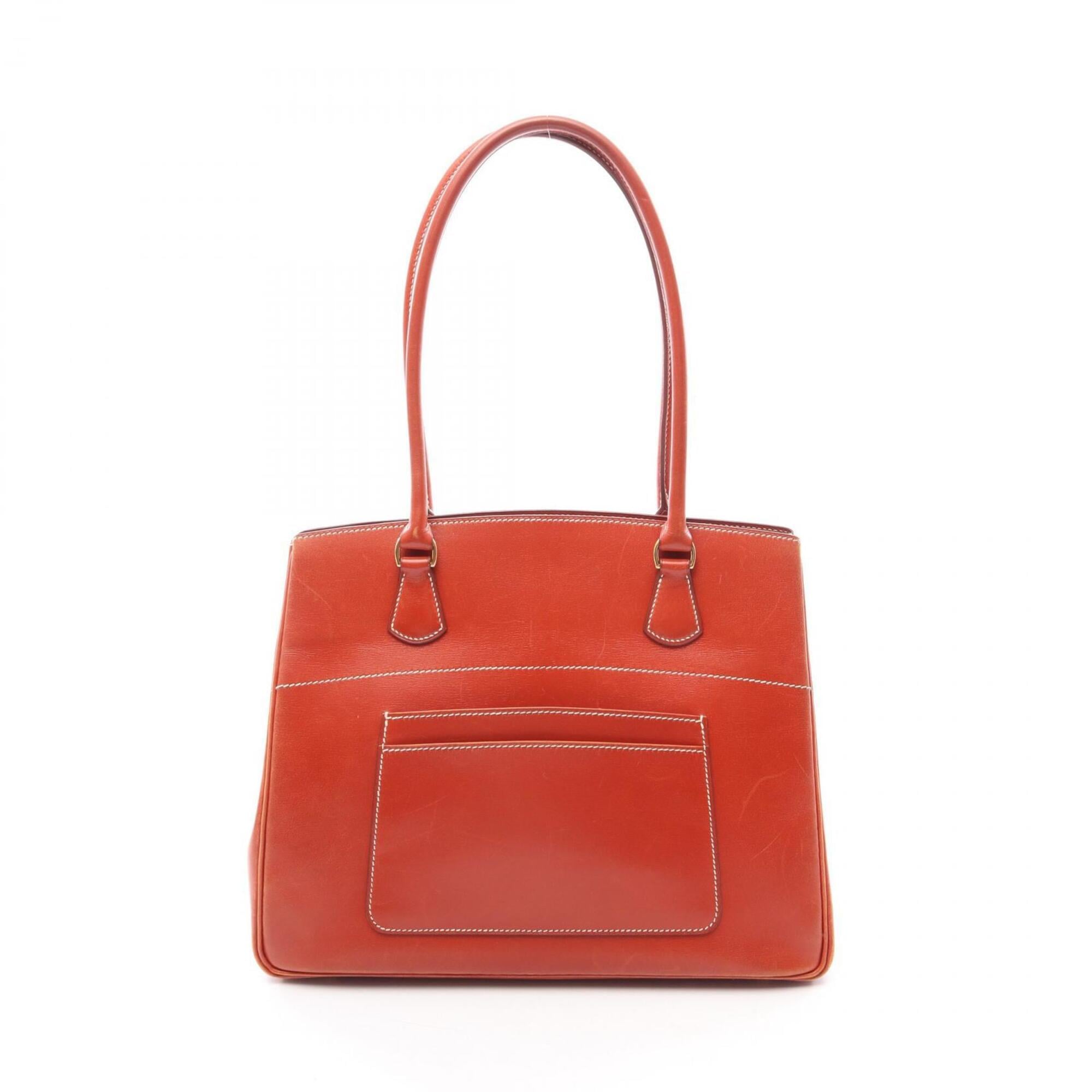 Hermes Brown Box Calf Leather Handbag Tote Bag (Pre-Owned)