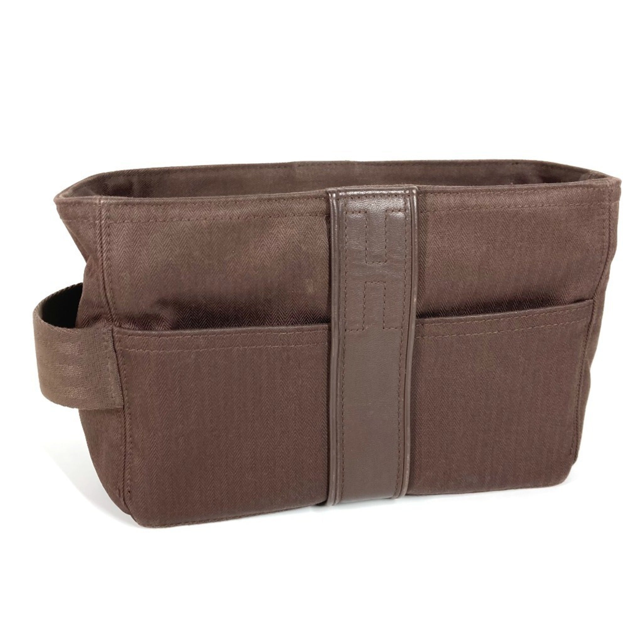 Hermes Brown Toile Chevron Clutch Bag Pouch (Pre-Owned)