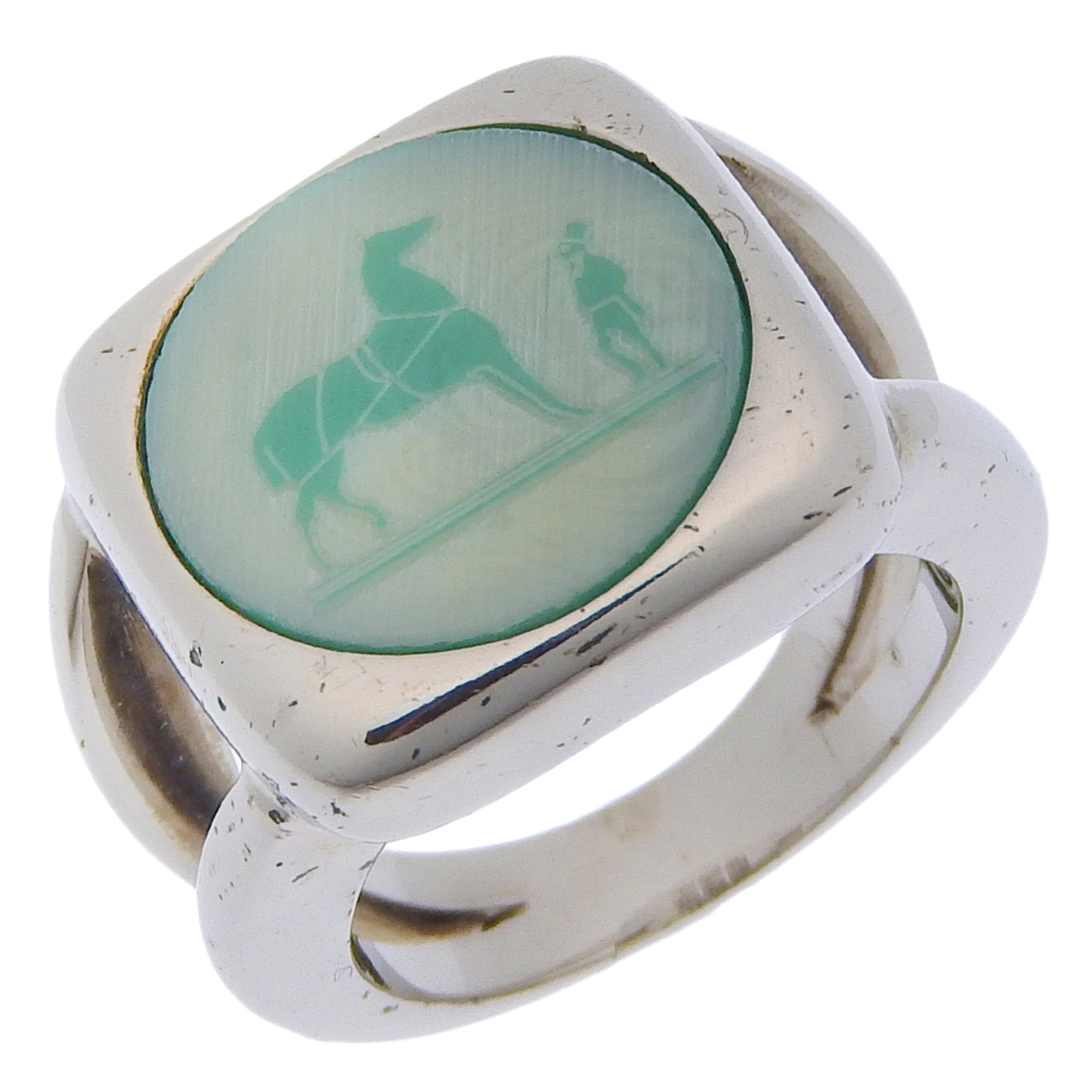 Hermes Silver 925 Band Ring (Pre-Owned)