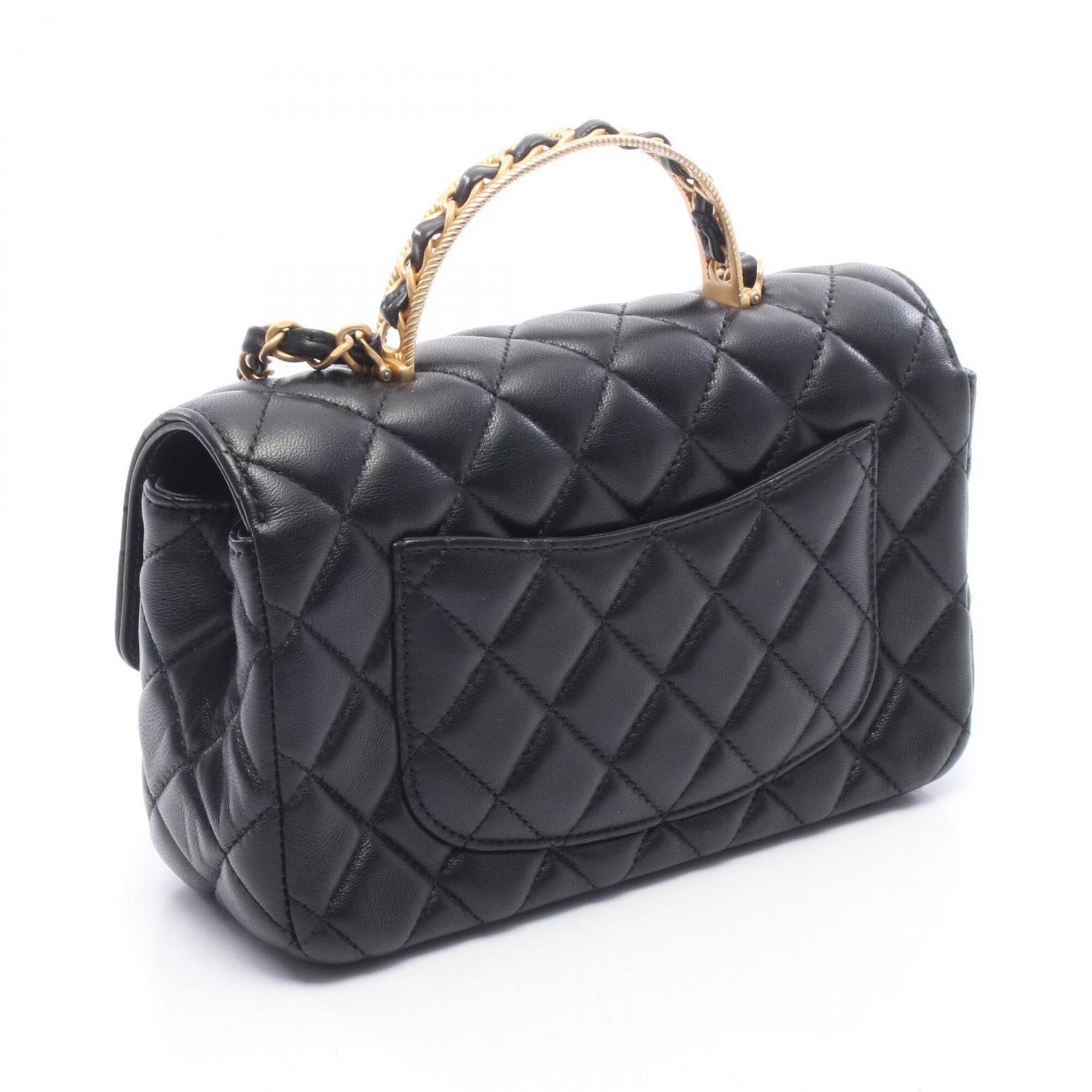 Chanel Black Leather Handbag Shoulder Bag (Pre-Owned)