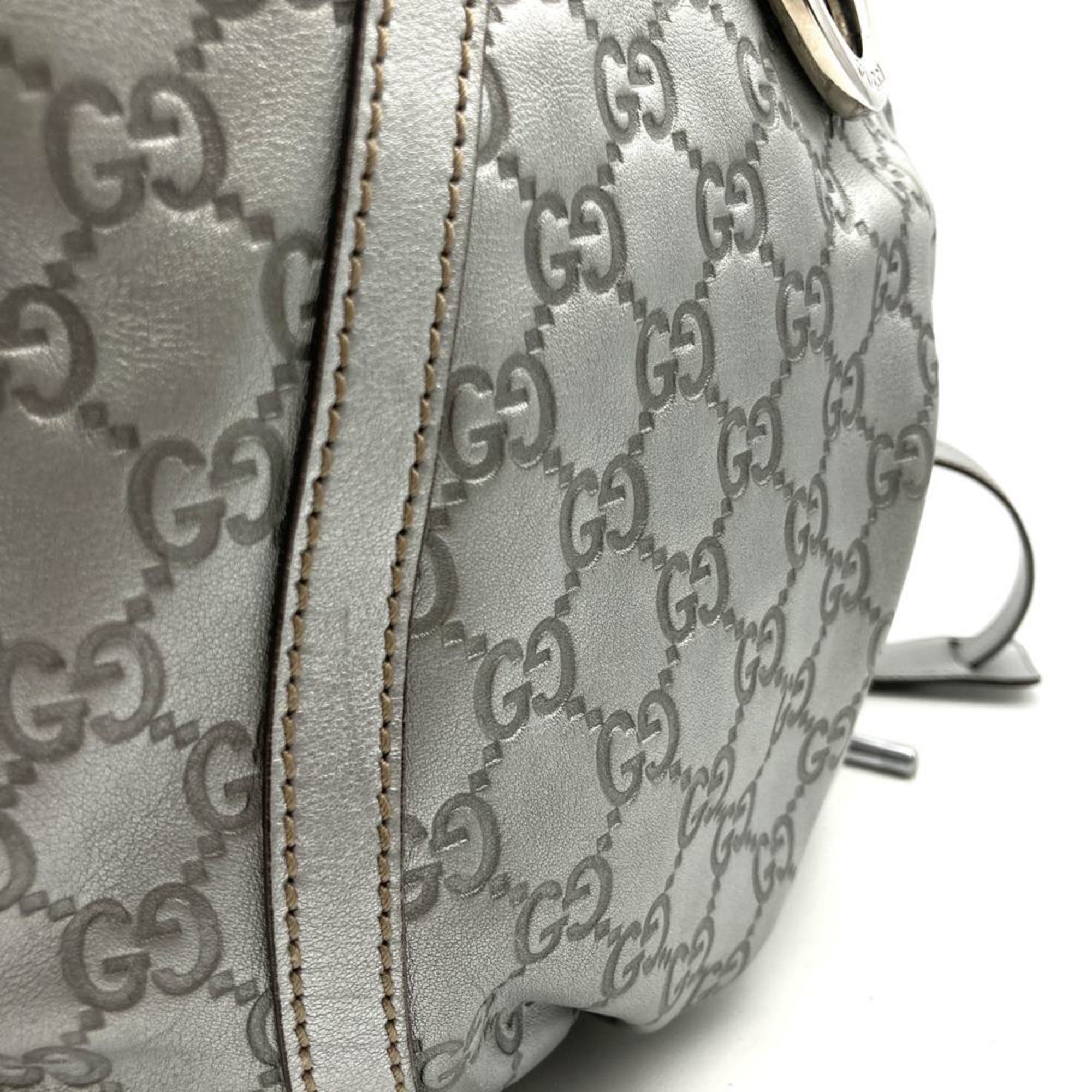 Gucci Abbey Silver Leather Shoulder Bag (Pre-Owned)