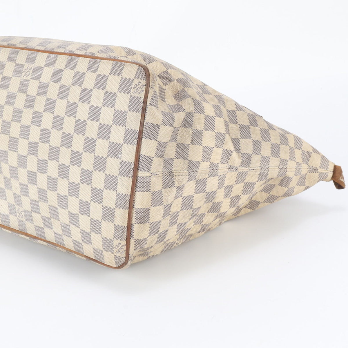 Louis Vuitton Beige Leather Coated Canvas Handbag Shoulder Bag Tote Bag (Pre-Owned)