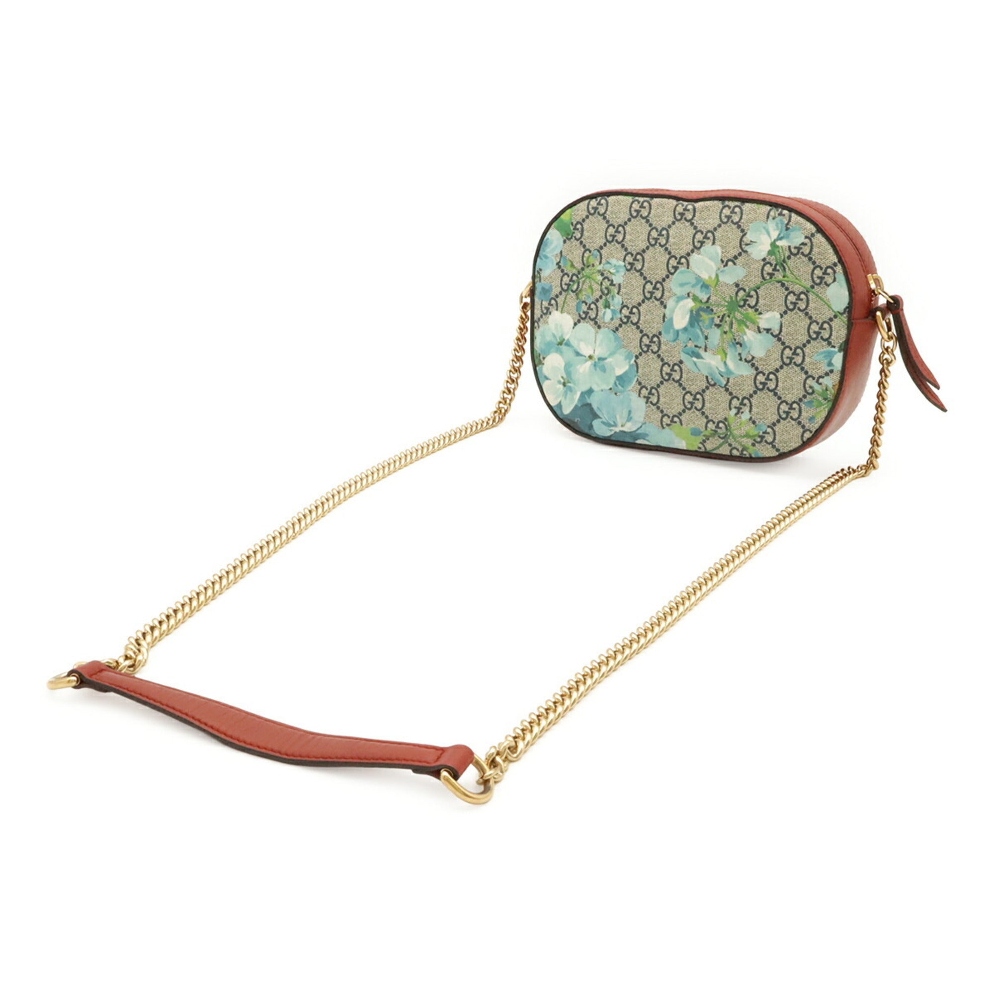Gucci Beige Blue Multi-Color Red Color Gg Supreme Canvas Leather Shoulder Bag (Pre-Owned)