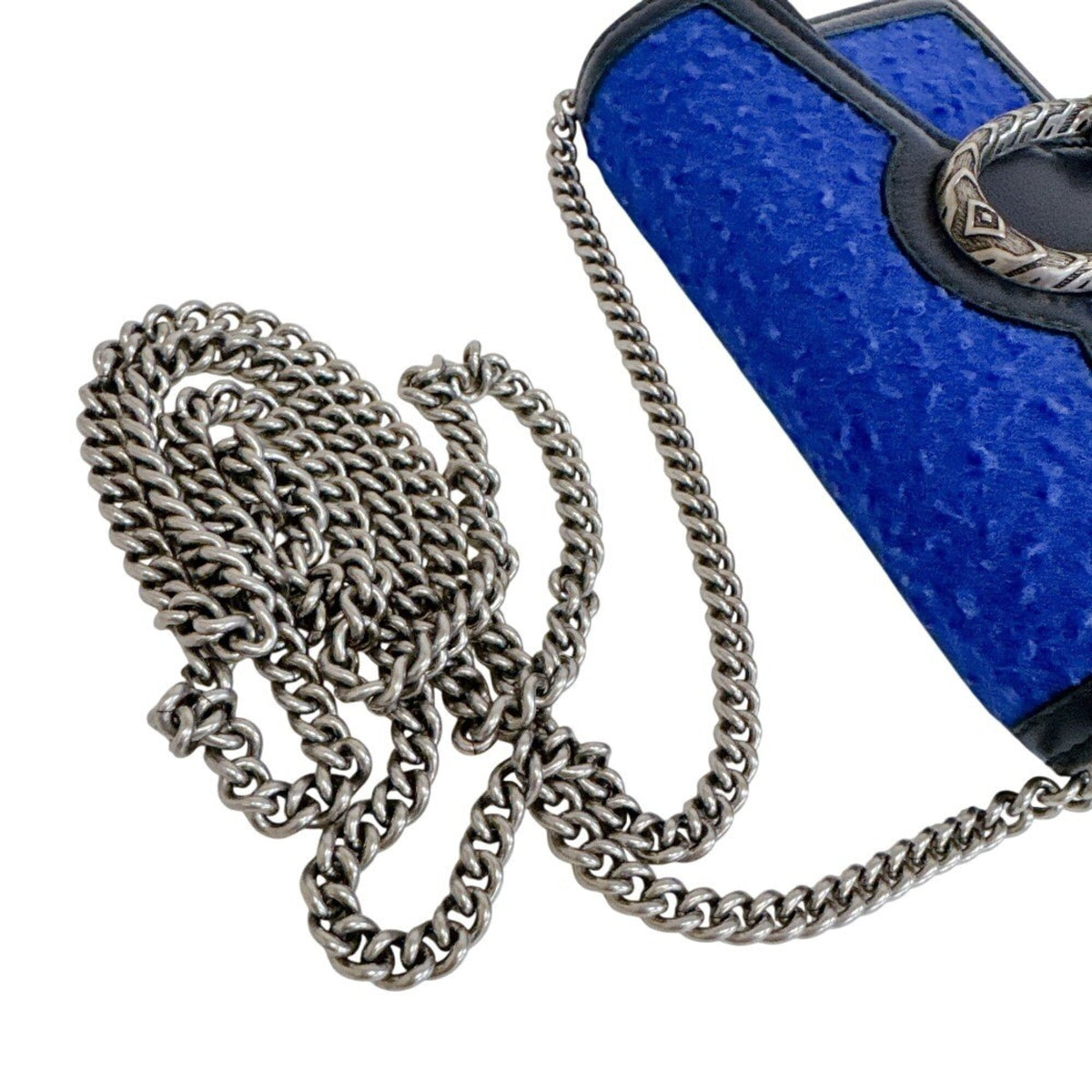 Gucci Blue Wool Leather Shoulder Bag (Pre-Owned)