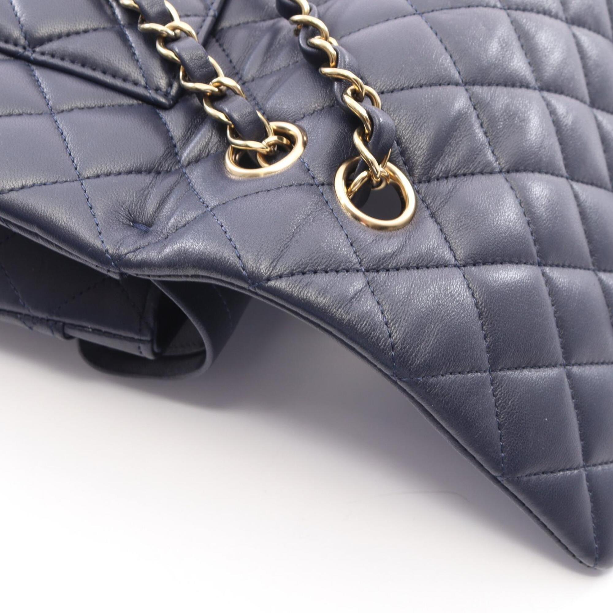 Chanel Navy Leather Handbag Shoulder Bag (Pre-Owned)