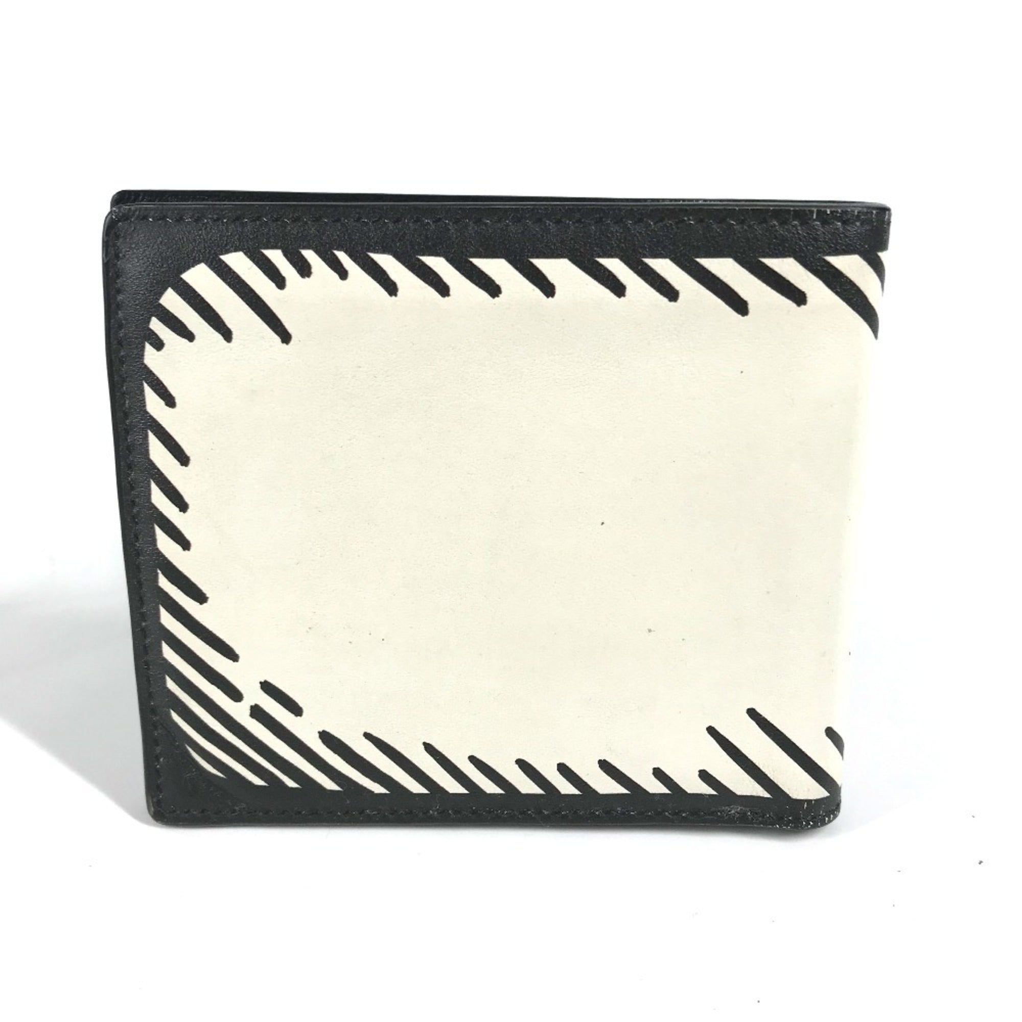 Fendi Black White Leather Bill Wallet (Bi-Fold) (Pre-Owned)