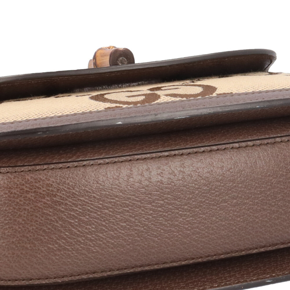 Gucci Brown Leather Gg Canvas Handbag Shoulder Bag (Pre-Owned)
